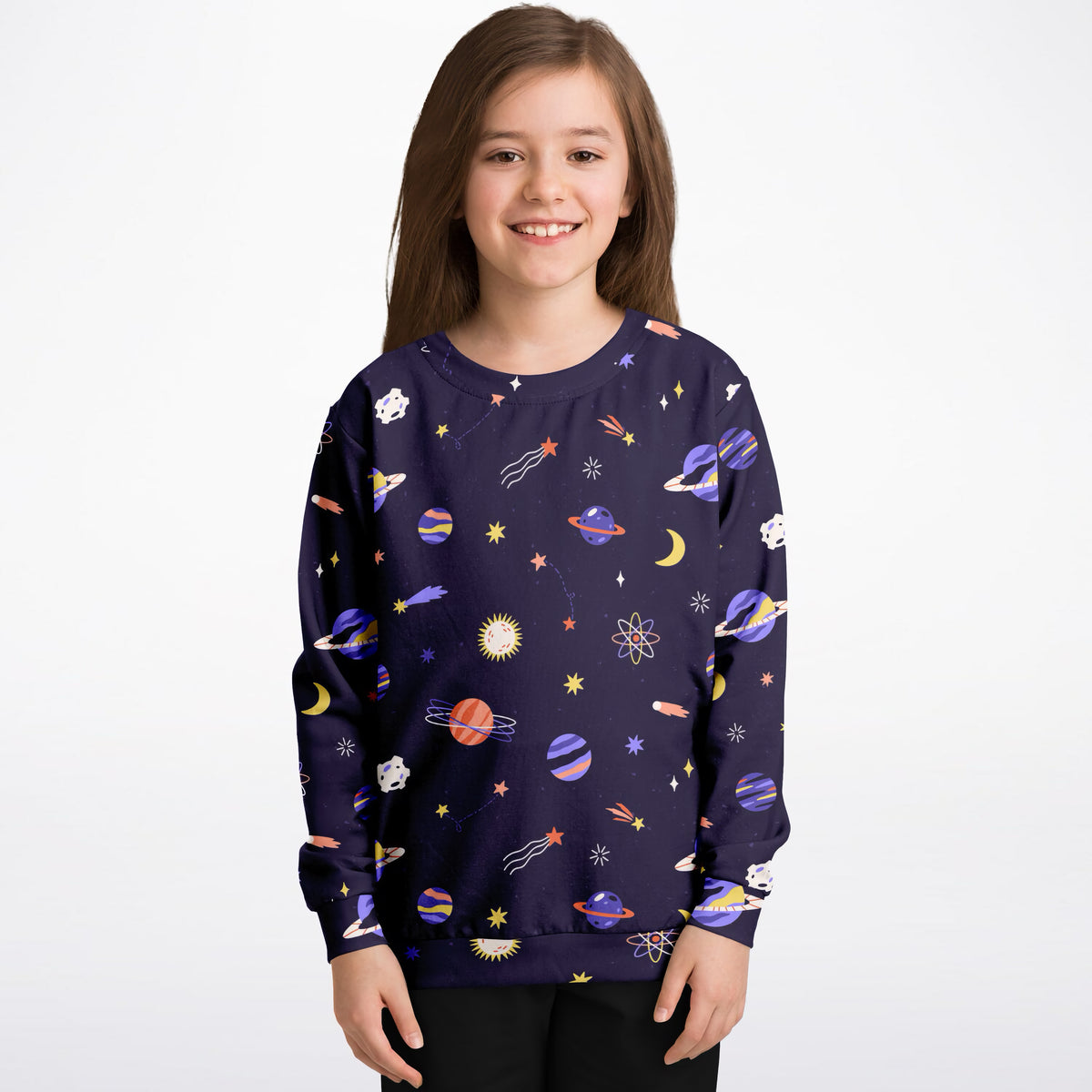 Kids Purple Outer Space Sweatshirt – Ultra Soft & Stretchy, Cozy Fleece or Lightweight Sports Fabric Sweatshirt – Ultra Soft & Stretchy, Cozy Fleece or Lightweight Sports Fabric