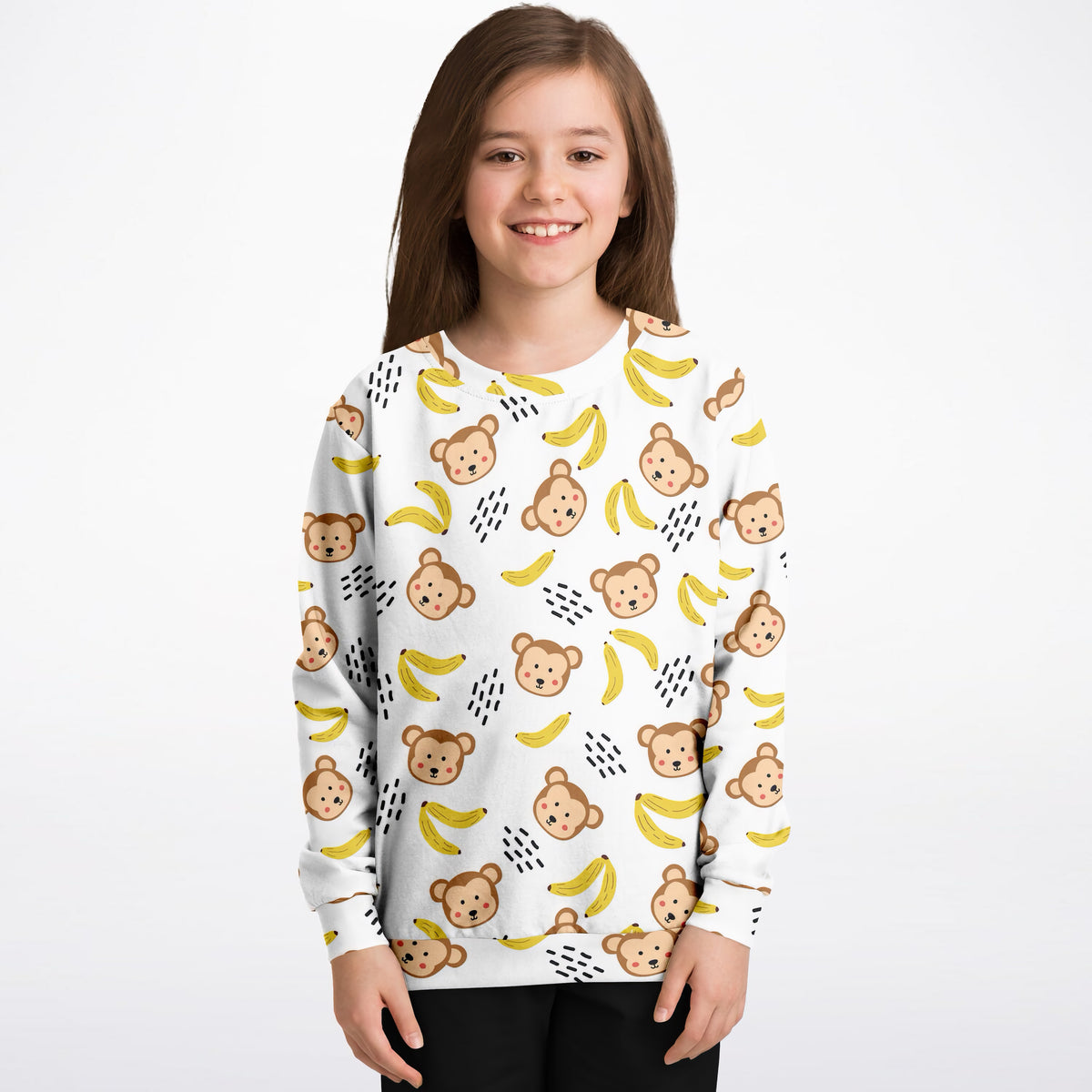 Kids Cute Monkey & Banana Sweatshirt – Ultra Soft & Stretchy, Cozy Fleece or Lightweight Sports Fabric Sweatshirt – Ultra Soft & Stretchy, Cozy Fleece or Lightweight Sports Fabric