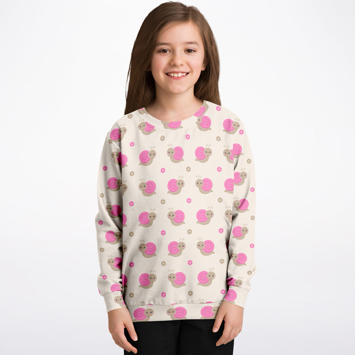 Girls Pink Snail Sweatshirt – Ultra Soft & Stretchy, Cozy Fleece or Lightweight Sports Fabric Sweatshirt – Ultra Soft & Stretchy, Cozy Fleece or Lightweight Sports Fabric