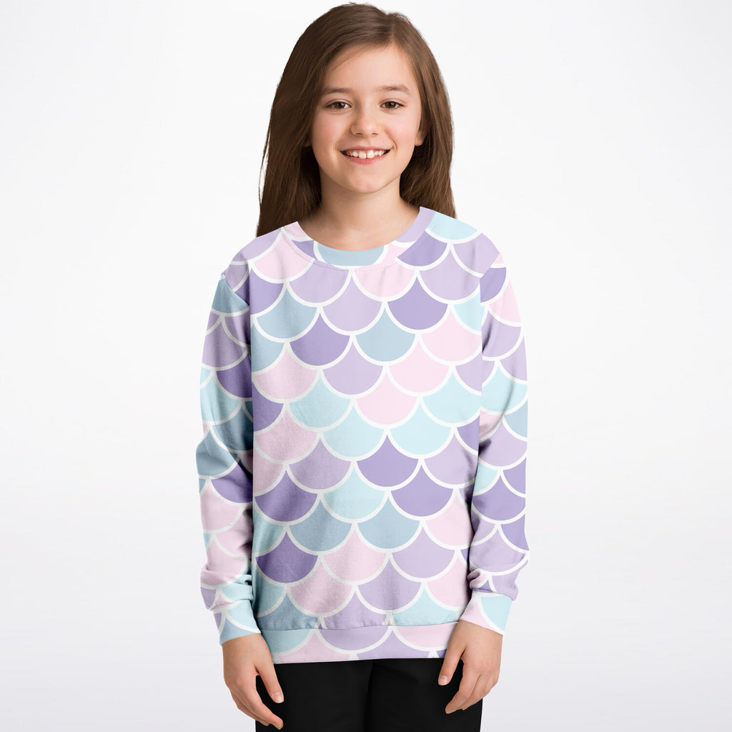 Girls Pastel Purple Mermaid Sweatshirt – Ultra Soft & Stretchy, Cozy Fleece or Lightweight Sports Fabric Sweatshirt – Ultra Soft & Stretchy, Cozy Fleece or Lightweight Sports Fabric