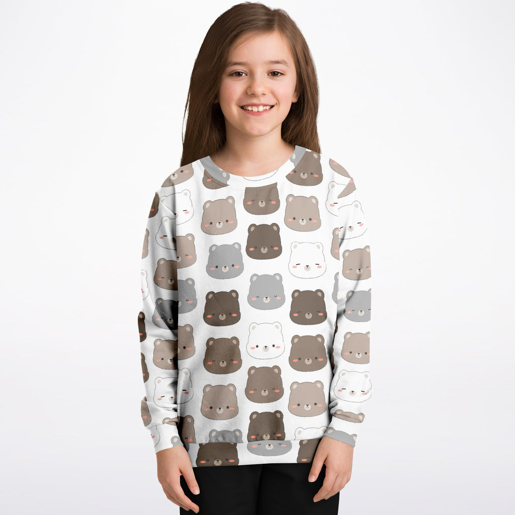 Kids Cute Bear Face Sweatshirt – Ultra Soft & Stretchy, Cozy Fleece or Lightweight Sports Fabric Sweatshirt – Ultra Soft & Stretchy, Cozy Fleece or Lightweight Sports Fabric