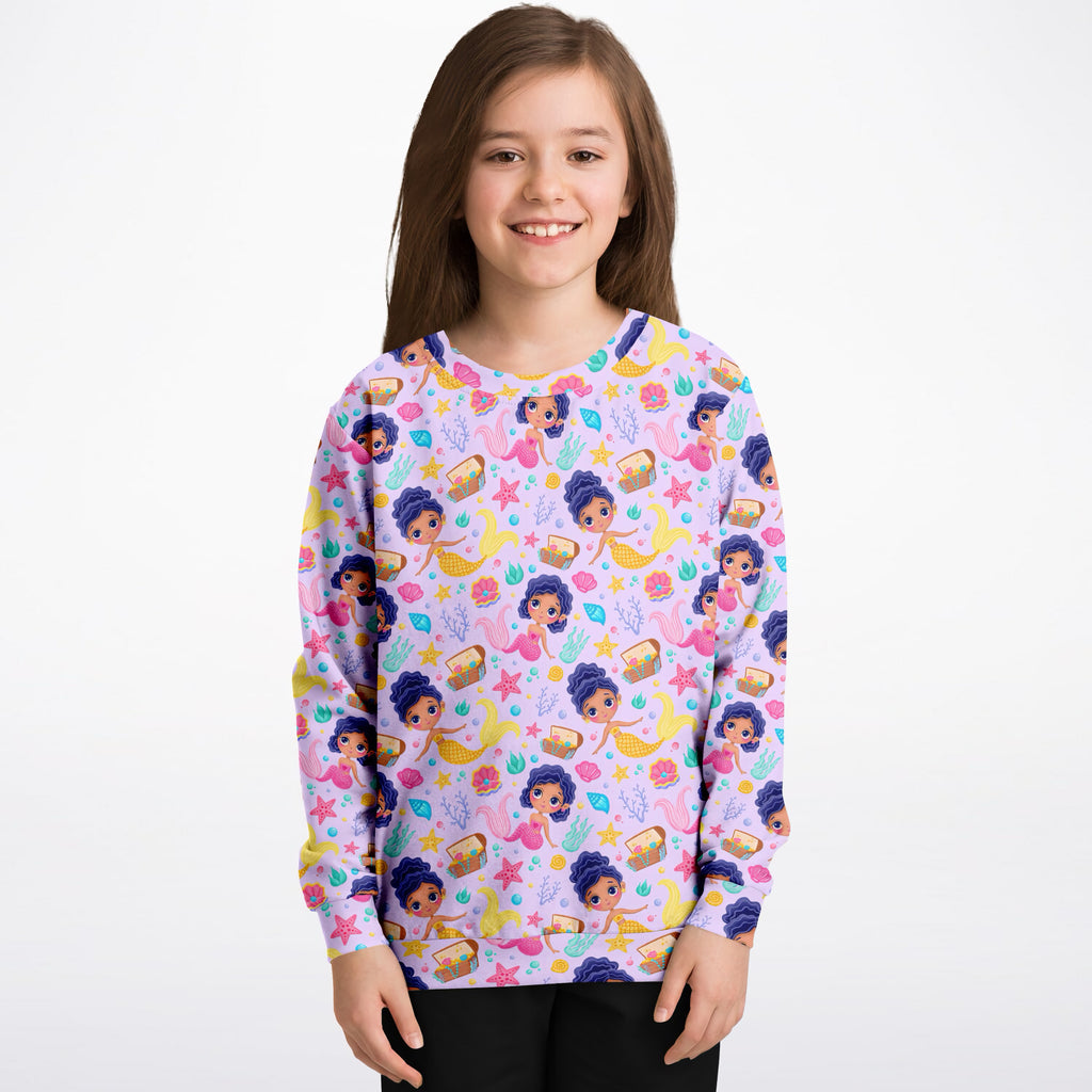 Girls Cute Underwater Mermaid Sweatshirt – Ultra Soft & Stretchy, Cozy Fleece or Lightweight Sports Fabric Sweatshirt – Ultra Soft & Stretchy, Cozy Fleece or Lightweight Sports Fabric