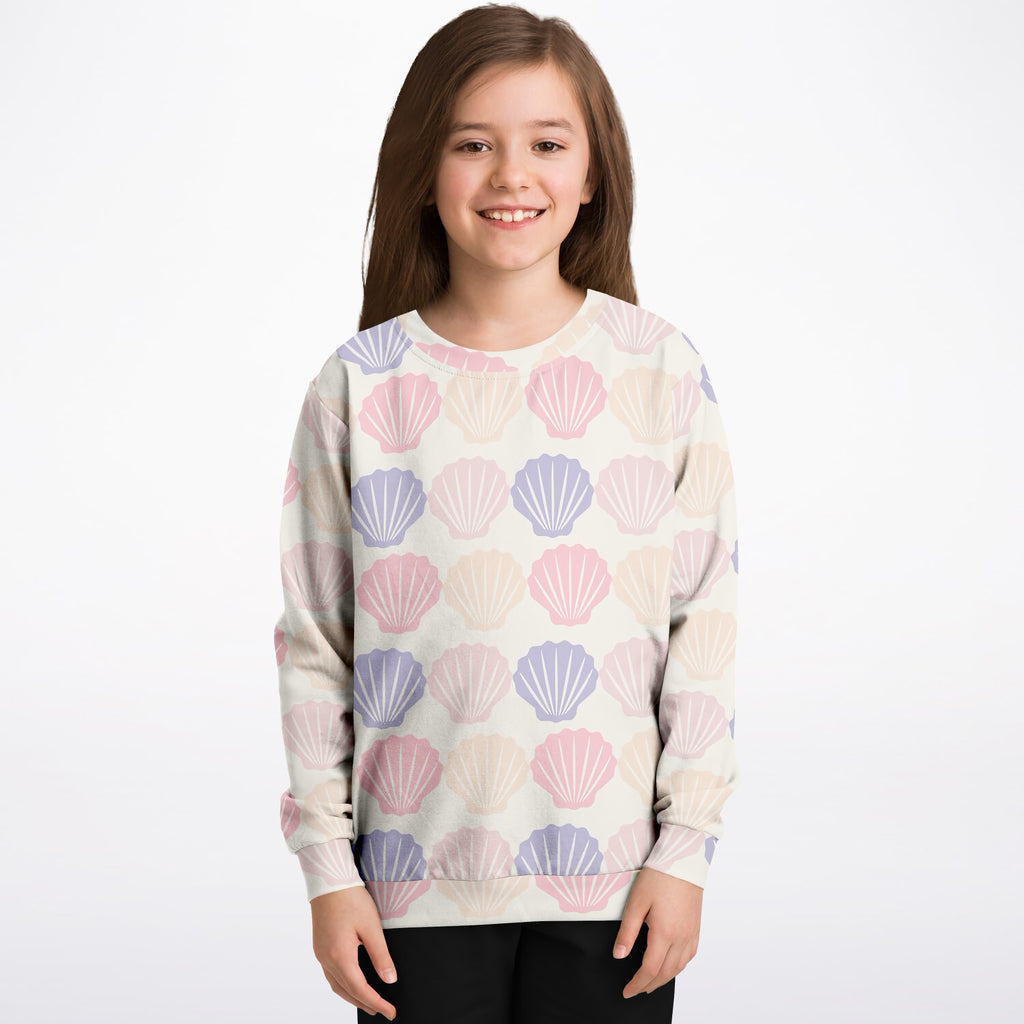 Girls Pastel Seashell Sweatshirt – Ultra Soft & Stretchy, Cozy Fleece or Lightweight Sports Fabric Sweatshirt – Ultra Soft & Stretchy, Cozy Fleece or Lightweight Sports Fabric