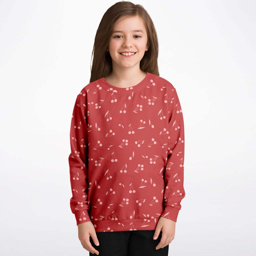 Girls Cute Cherry Sweatshirt – Ultra Soft & Stretchy, Cozy Fleece or Lightweight Sports Fabric Sweatshirt – Ultra Soft & Stretchy, Cozy Fleece or Lightweight Sports Fabric