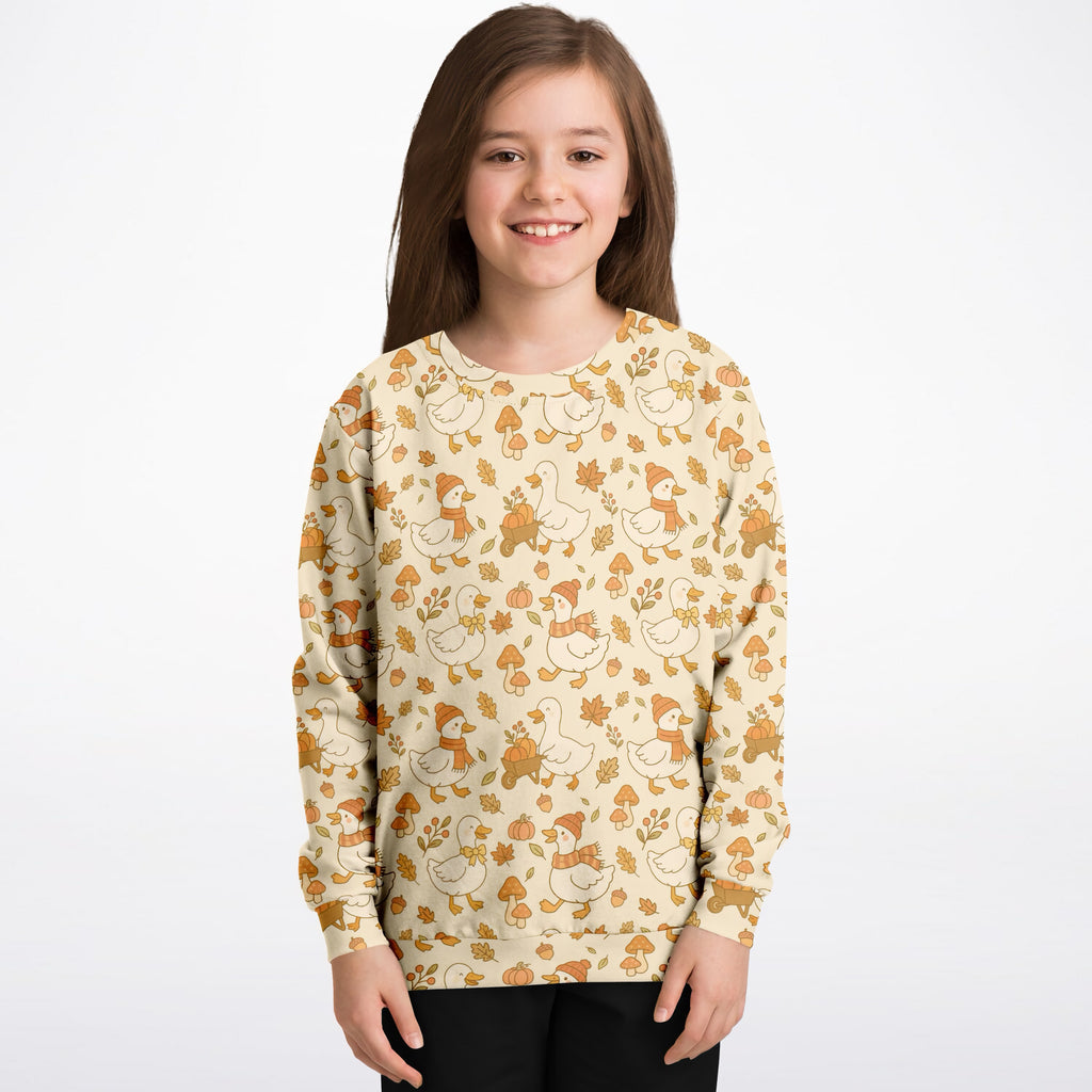 Kids Autumn Duck Sweatshirt – Ultra Soft & Stretchy, Cozy Fleece or Lightweight Sports Fabric Sweatshirt – Ultra Soft & Stretchy, Cozy Fleece or Lightweight Sports Fabric