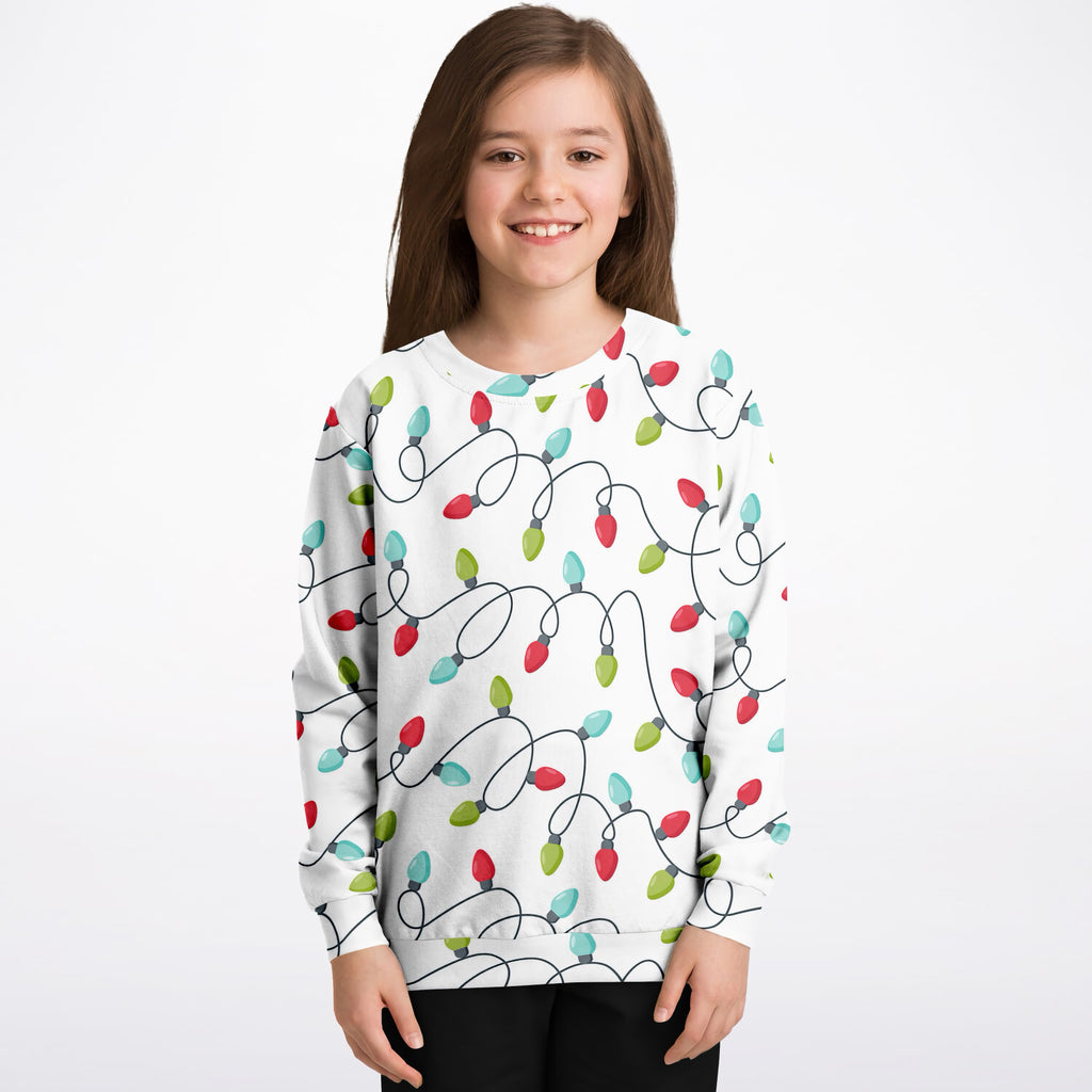 Kids Christmas Lights Sweatshirt – Ultra Soft & Stretchy, Cozy Fleece or Lightweight Sports Fabric Sweatshirt – Ultra Soft & Stretchy, Cozy Fleece or Lightweight Sports Fabric