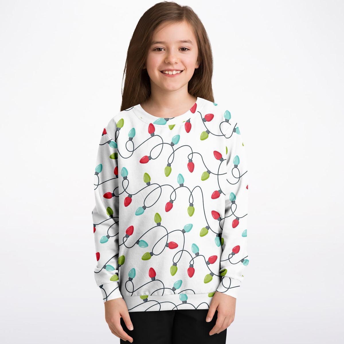 Kids Christmas Lights Sweatshirt – Ultra Soft & Stretchy, Cozy Fleece or Lightweight Sports Fabric Sweatshirt – Ultra Soft & Stretchy, Cozy Fleece or Lightweight Sports Fabric