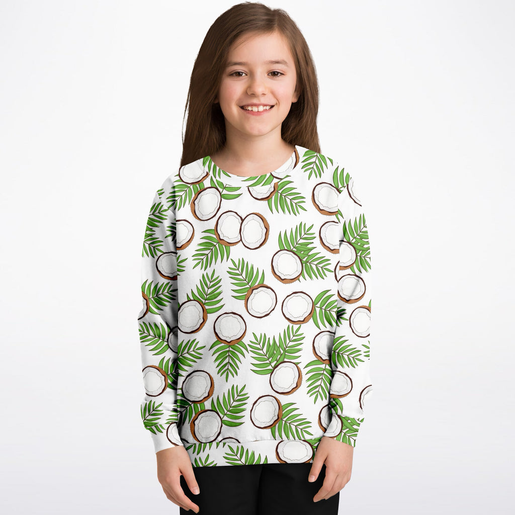 Kids Tropical Coconut Sweatshirt – Ultra Soft & Stretchy, Cozy Fleece or Lightweight Sports Fabric Sweatshirt – Ultra Soft & Stretchy, Cozy Fleece or Lightweight Sports Fabric