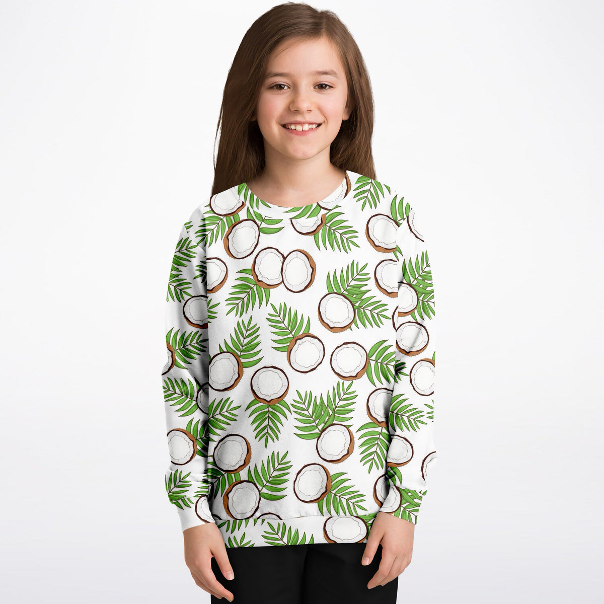 Kids Tropical Coconut Sweatshirt – Ultra Soft & Stretchy, Cozy Fleece or Lightweight Sports Fabric Sweatshirt – Ultra Soft & Stretchy, Cozy Fleece or Lightweight Sports Fabric