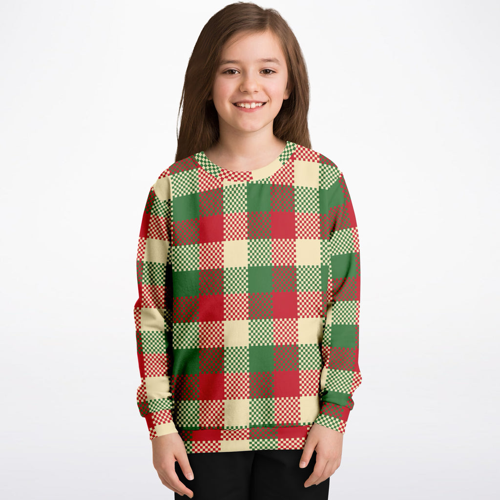 Kids Christmas Plaid Sweatshirt – Ultra Soft & Stretchy, Cozy Fleece or Lightweight Sports Fabric Sweatshirt – Ultra Soft & Stretchy, Cozy Fleece or Lightweight Sports Fabric