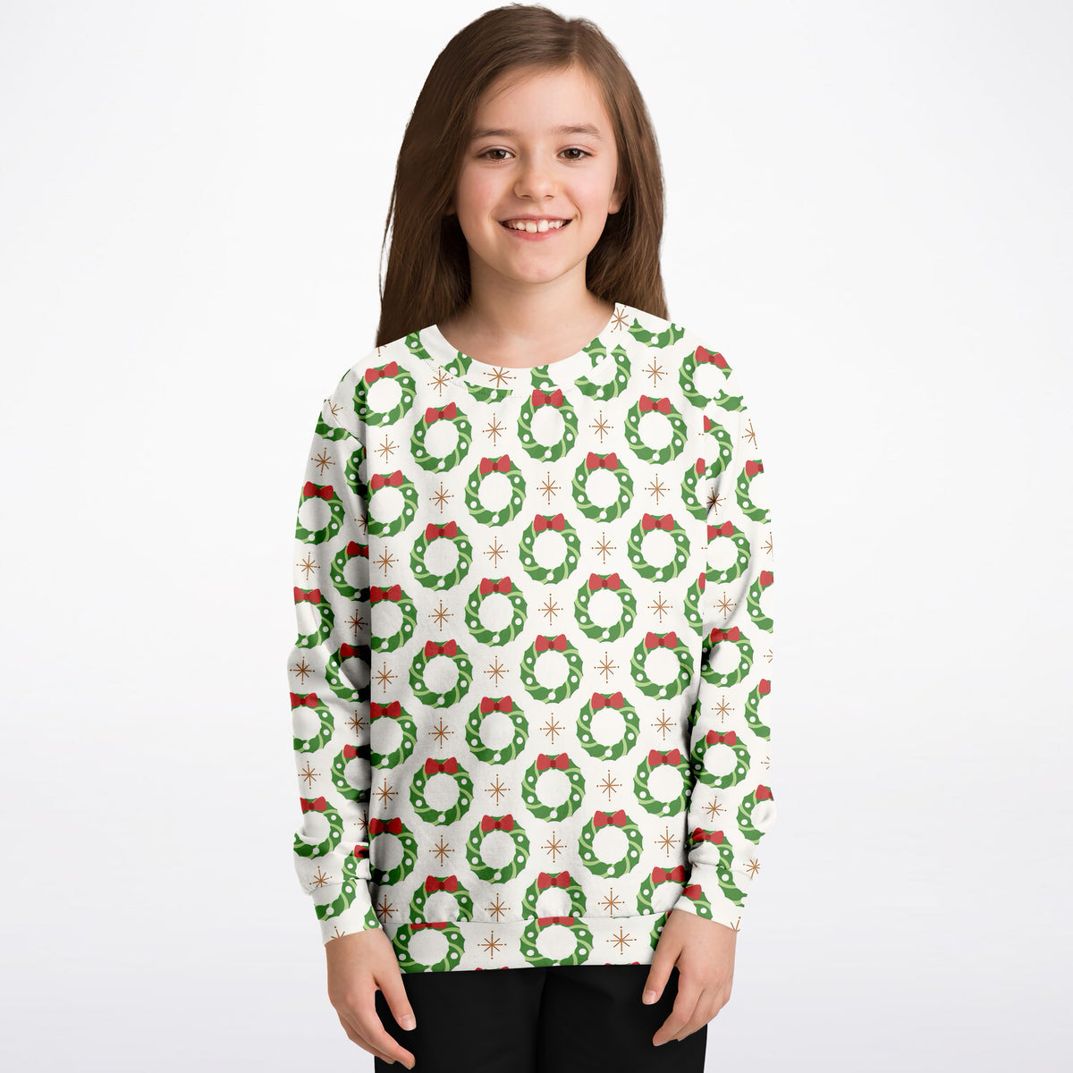 Kids Christmas Wreath Sweatshirt – Ultra Soft & Stretchy, Cozy Fleece or Lightweight Sports Fabric Sweatshirt – Ultra Soft & Stretchy, Cozy Fleece or Lightweight Sports Fabric