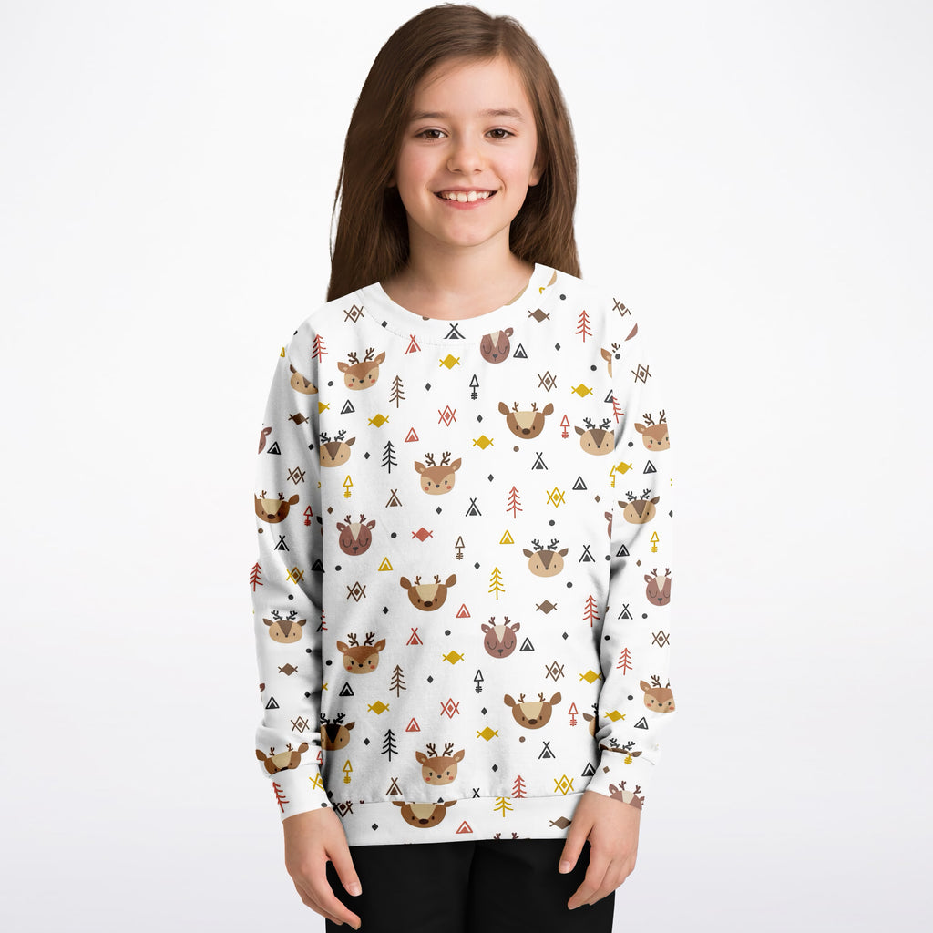 Kids Cute Woodland Reindeer Sweatshirt – Ultra Soft & Stretchy, Cozy Fleece or Lightweight Sports Fabric Sweatshirt – Ultra Soft & Stretchy, Cozy Fleece or Lightweight Sports Fabric