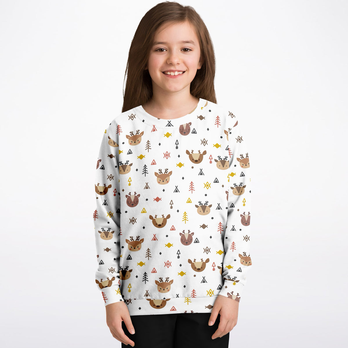 Kids Cute Woodland Reindeer Sweatshirt – Ultra Soft & Stretchy, Cozy Fleece or Lightweight Sports Fabric Sweatshirt – Ultra Soft & Stretchy, Cozy Fleece or Lightweight Sports Fabric
