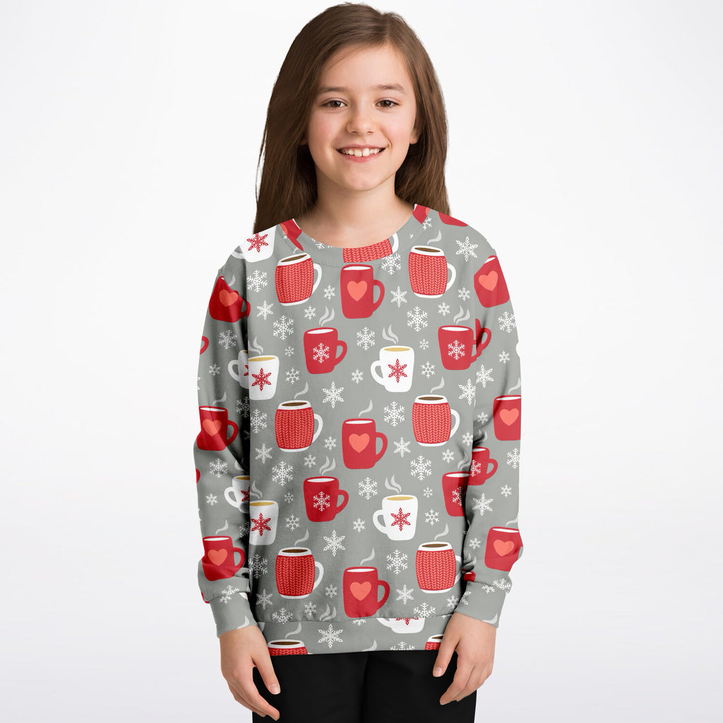 Kids Christmas Hot Cocoa Sweatshirt – Ultra Soft & Stretchy, Cozy Fleece or Lightweight Sports Fabric Sweatshirt – Ultra Soft & Stretchy, Cozy Fleece or Lightweight Sports Fabric