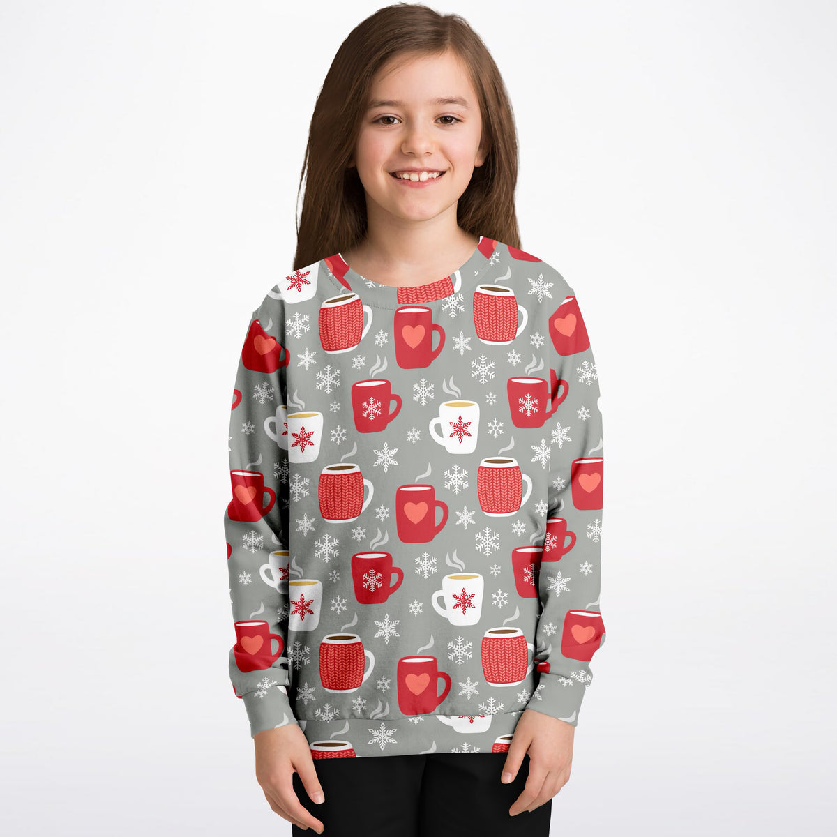 Kids Christmas Hot Cocoa Sweatshirt – Ultra Soft & Stretchy, Cozy Fleece or Lightweight Sports Fabric Sweatshirt – Ultra Soft & Stretchy, Cozy Fleece or Lightweight Sports Fabric