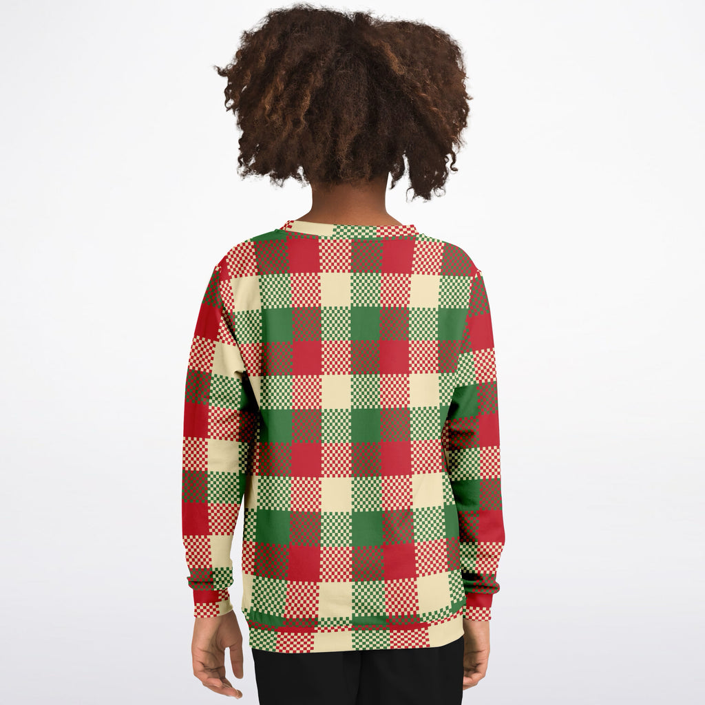 Kids Christmas Plaid Sweatshirt – Ultra Soft & Stretchy, Cozy Fleece or Lightweight Sports Fabric Sweatshirt – Ultra Soft & Stretchy, Cozy Fleece or Lightweight Sports Fabric
