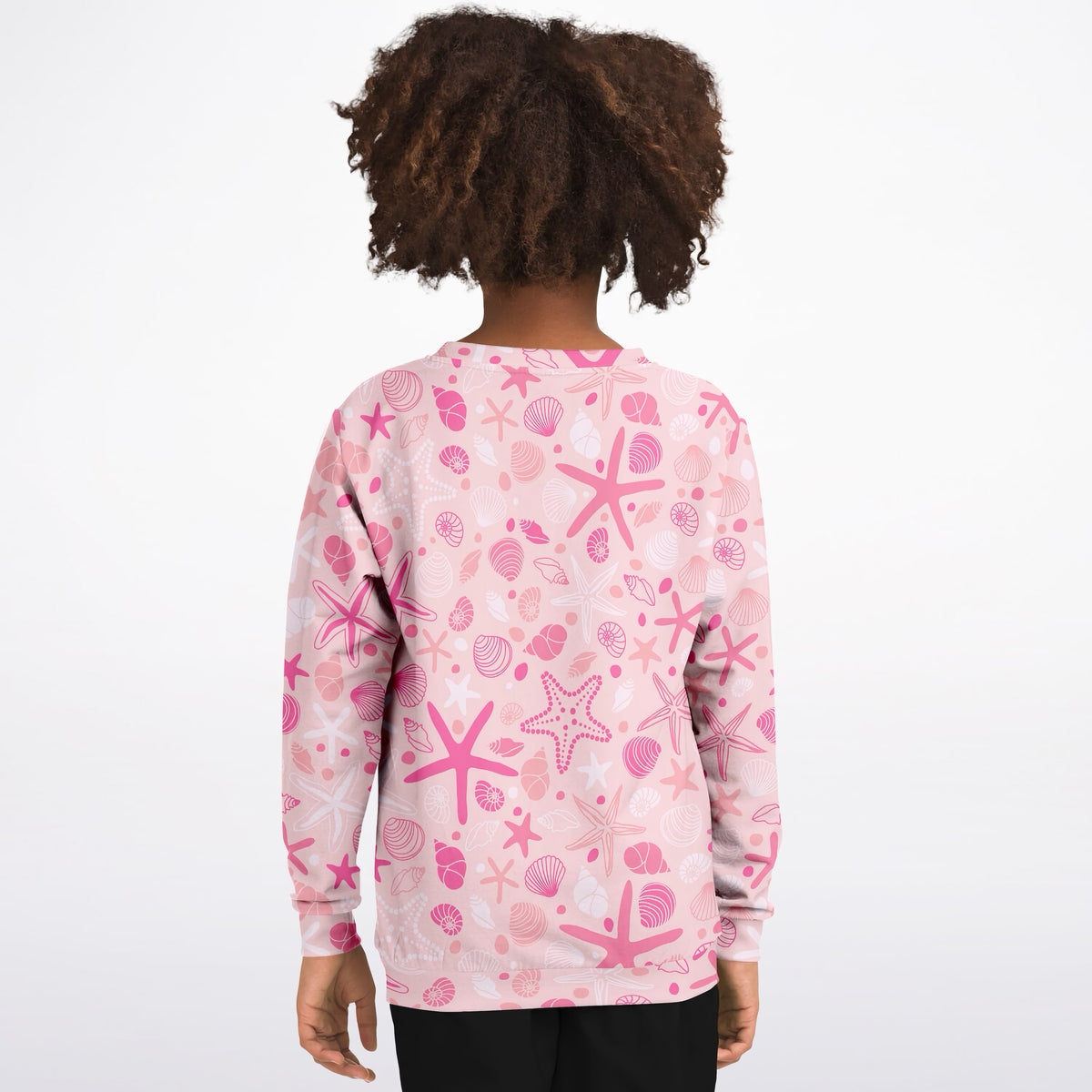 Girls Pink Starfish and Seashells Sweatshirt – Ultra Soft & Stretchy, Cozy Fleece or Lightweight Sports Fabric Sweatshirt – Ultra Soft & Stretchy, Cozy Fleece or Lightweight Sports Fabric