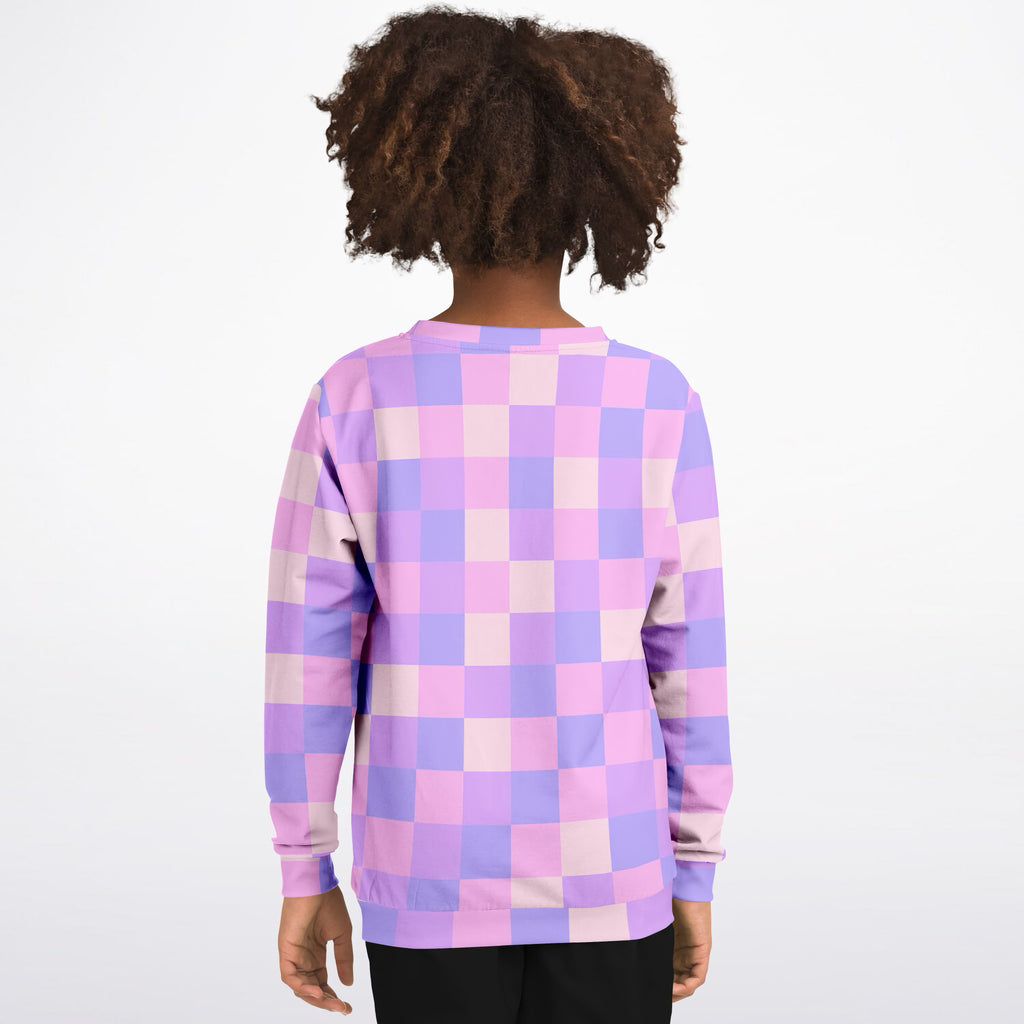 Girls Pink & Purple Plaid Sweatshirt – Ultra Soft & Stretchy, Cozy Fleece or Lightweight Sports Fabric Sweatshirt – Ultra Soft & Stretchy, Cozy Fleece or Lightweight Sports Fabric