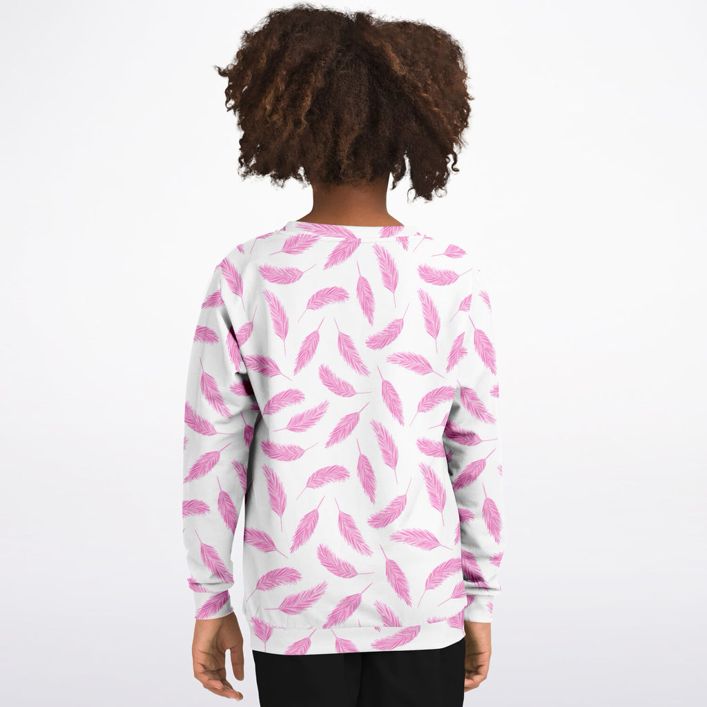 Girls Pink Flamingo Feather Sweatshirt – Ultra Soft & Stretchy, Cozy Fleece or Lightweight Sports Fabric Sweatshirt – Ultra Soft & Stretchy, Cozy Fleece or Lightweight Sports Fabric