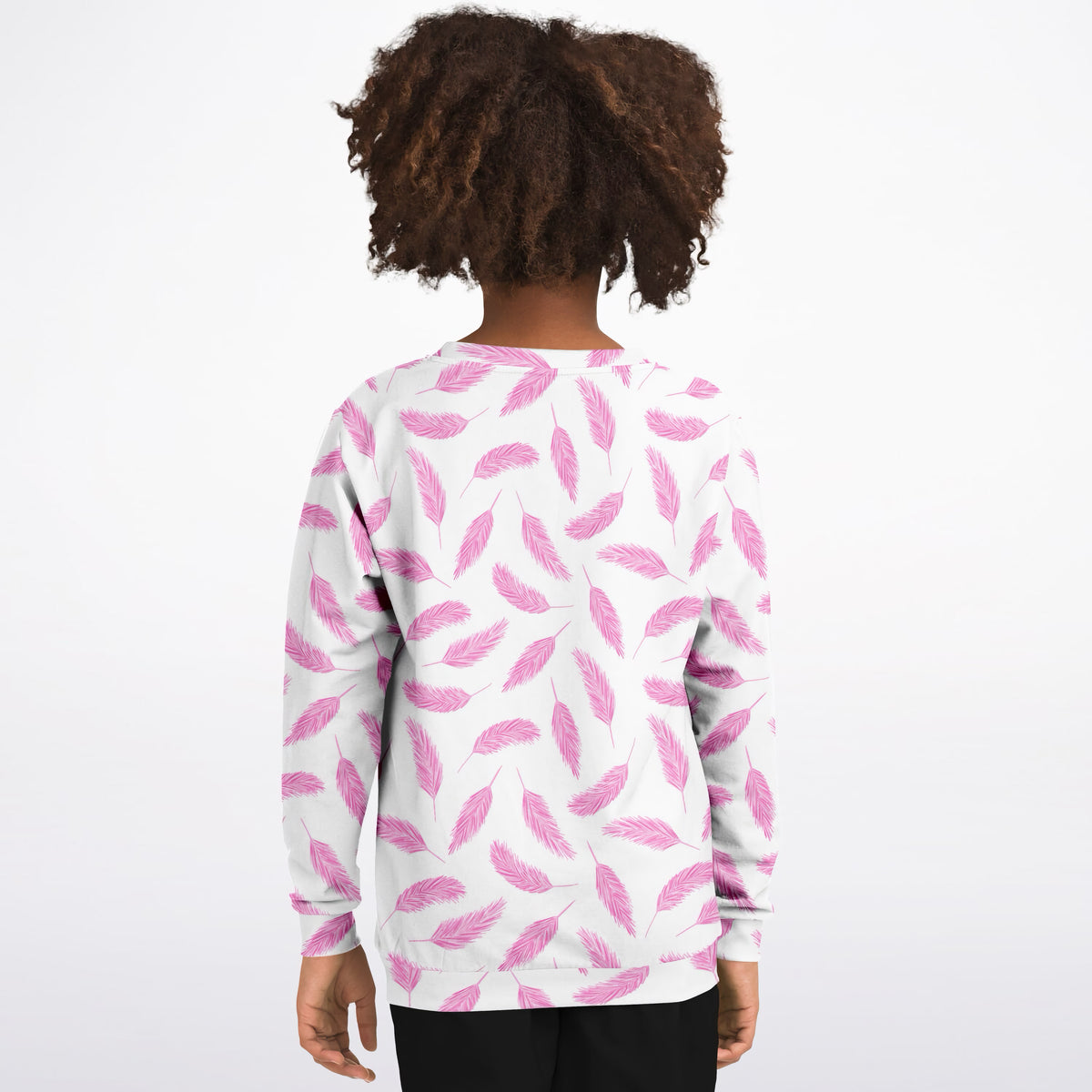 Girls Pink Flamingo Feather Sweatshirt – Ultra Soft & Stretchy, Cozy Fleece or Lightweight Sports Fabric Sweatshirt – Ultra Soft & Stretchy, Cozy Fleece or Lightweight Sports Fabric