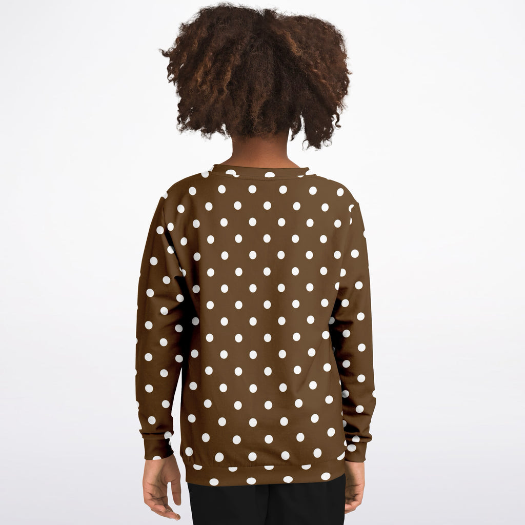 Kids Brown Polka Dot Sweatshirt – Ultra Soft & Stretchy, Cozy Fleece or Lightweight Sports Fabric Sweatshirt – Ultra Soft & Stretchy, Cozy Fleece or Lightweight Sports Fabric