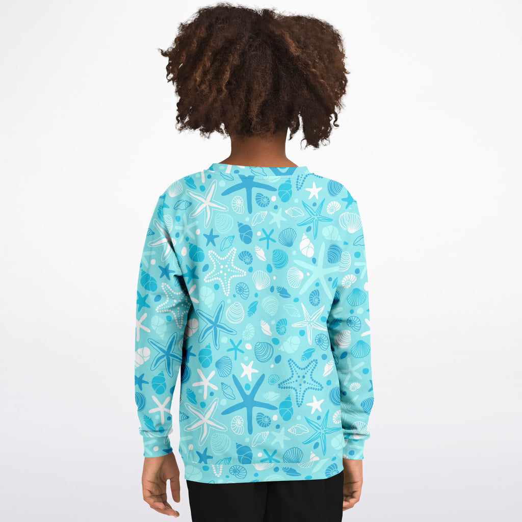 Kids Starfish and Seashells Sweatshirt – Ultra Soft & Stretchy, Cozy Fleece or Lightweight Sports Fabric Sweatshirt – Ultra Soft & Stretchy, Cozy Fleece or Lightweight Sports Fabric