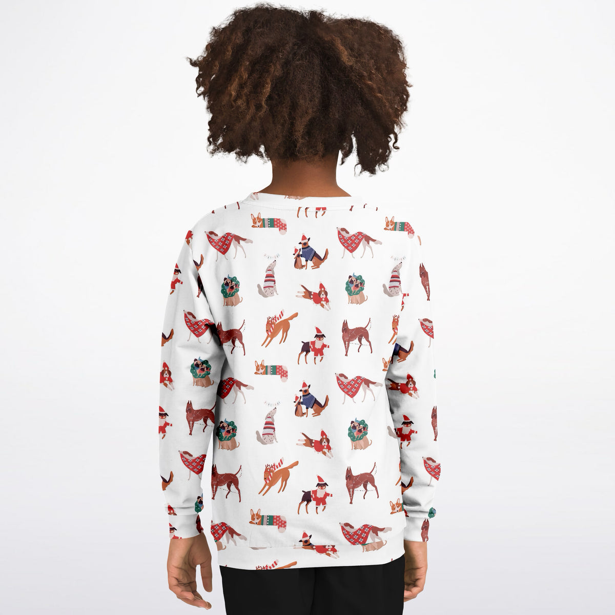 Kids Christmas Dogs Sweatshirt – Ultra Soft & Stretchy, Cozy Fleece or Lightweight Sports Fabric Sweatshirt – Ultra Soft & Stretchy, Cozy Fleece or Lightweight Sports Fabric