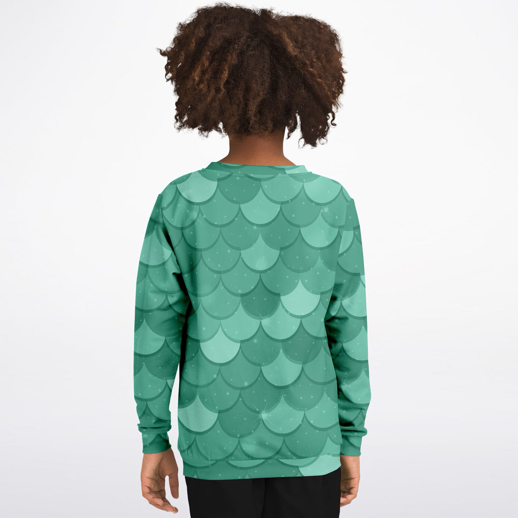 Girls Green Mermaid Sweatshirt – Ultra Soft & Stretchy, Cozy Fleece or Lightweight Sports Fabric Sweatshirt – Ultra Soft & Stretchy, Cozy Fleece or Lightweight Sports Fabric