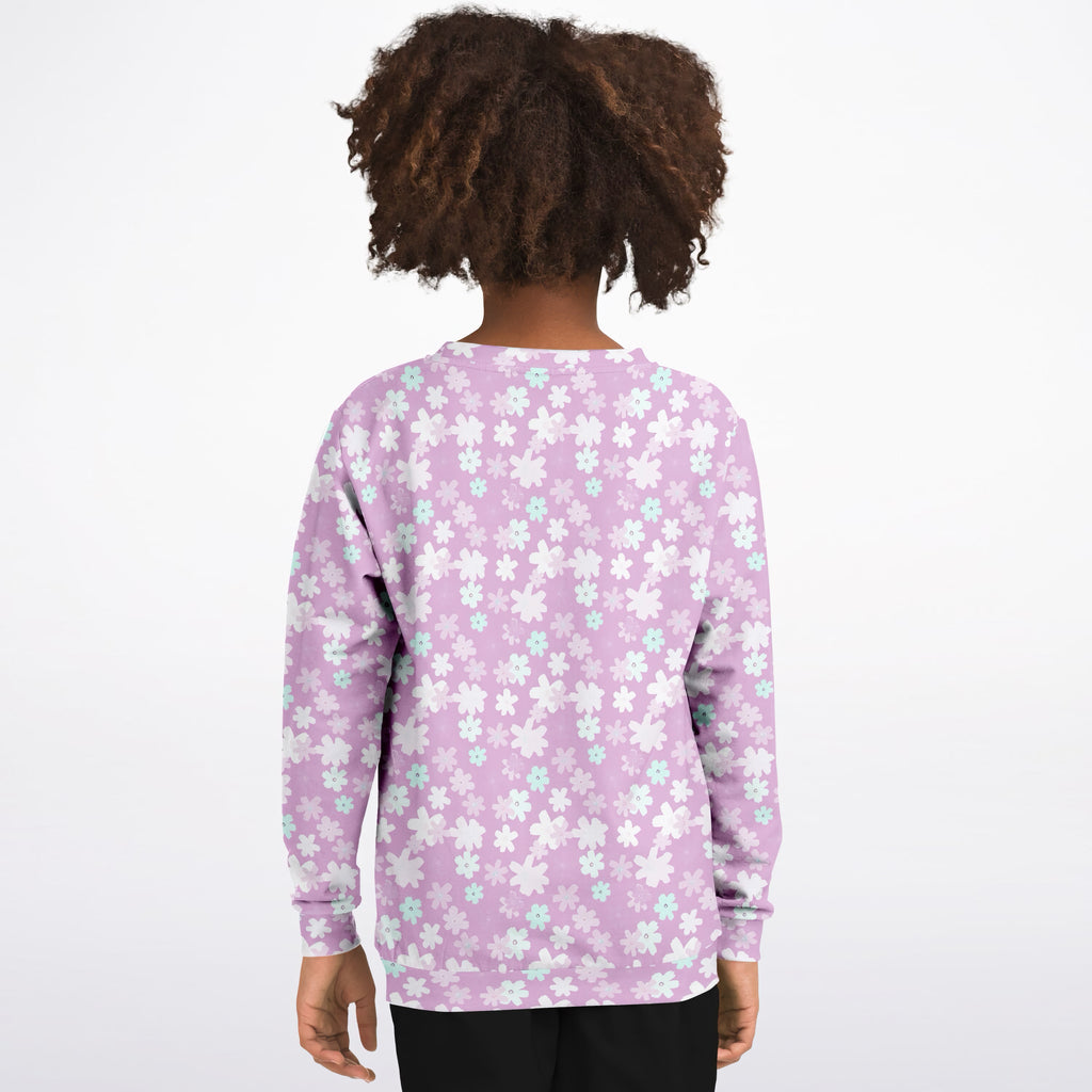 Girls Lavender Purple Floral Sweatshirt – Ultra Soft & Stretchy, Cozy Fleece or Lightweight Sports Fabric Sweatshirt – Ultra Soft & Stretchy, Cozy Fleece or Lightweight Sports Fabric