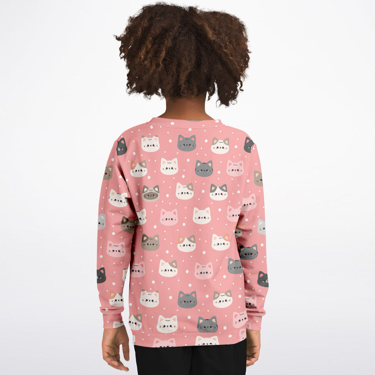 Girls Pink Cat Sweatshirt – Ultra Soft & Stretchy, Cozy Fleece or Lightweight Sports Fabric Sweatshirt – Ultra Soft & Stretchy, Cozy Fleece or Lightweight Sports Fabric