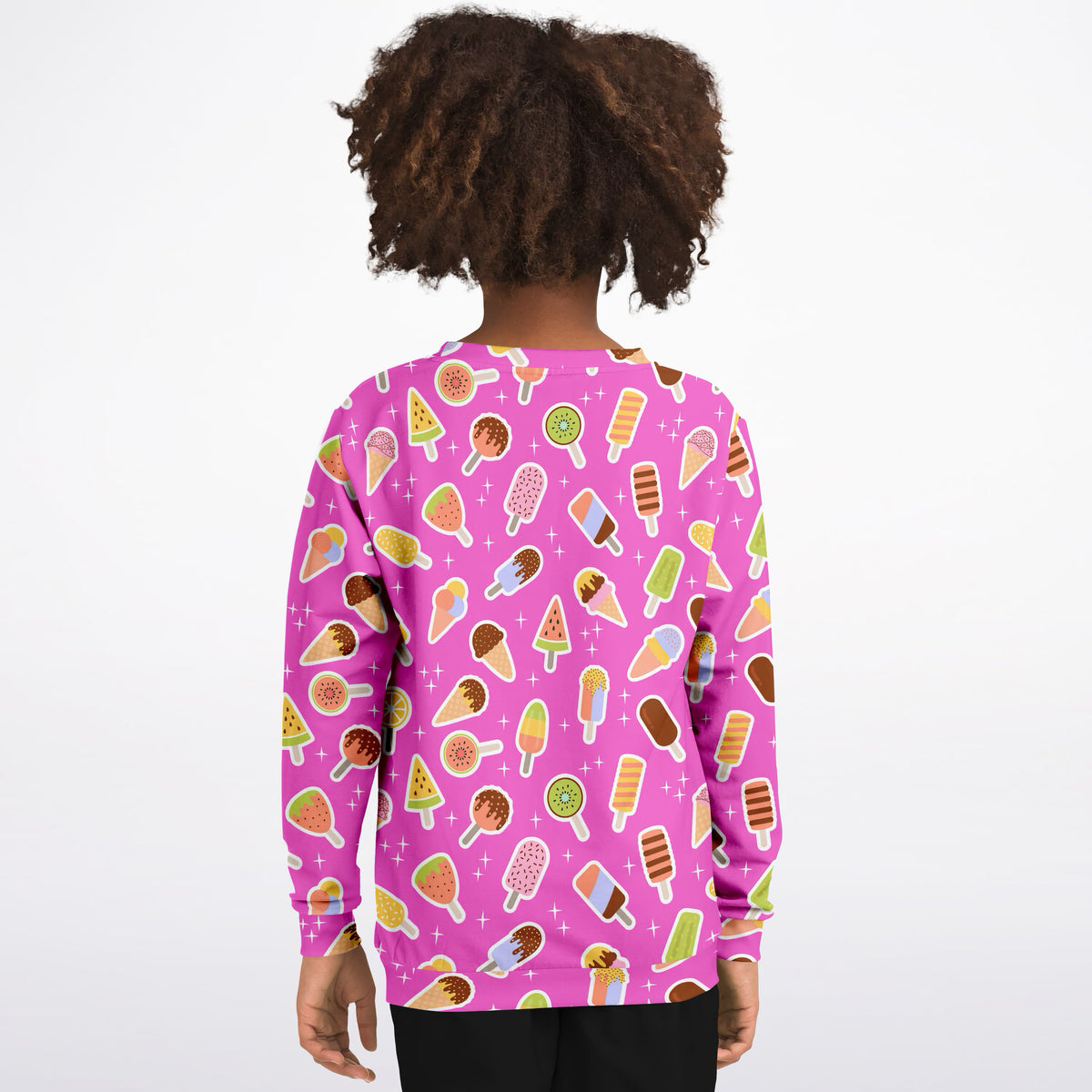 Kids Pink Ice Cream Sweatshirt – Ultra Soft & Stretchy, Cozy Fleece or Lightweight Sports Fabric Sweatshirt – Ultra Soft & Stretchy, Cozy Fleece or Lightweight Sports Fabric