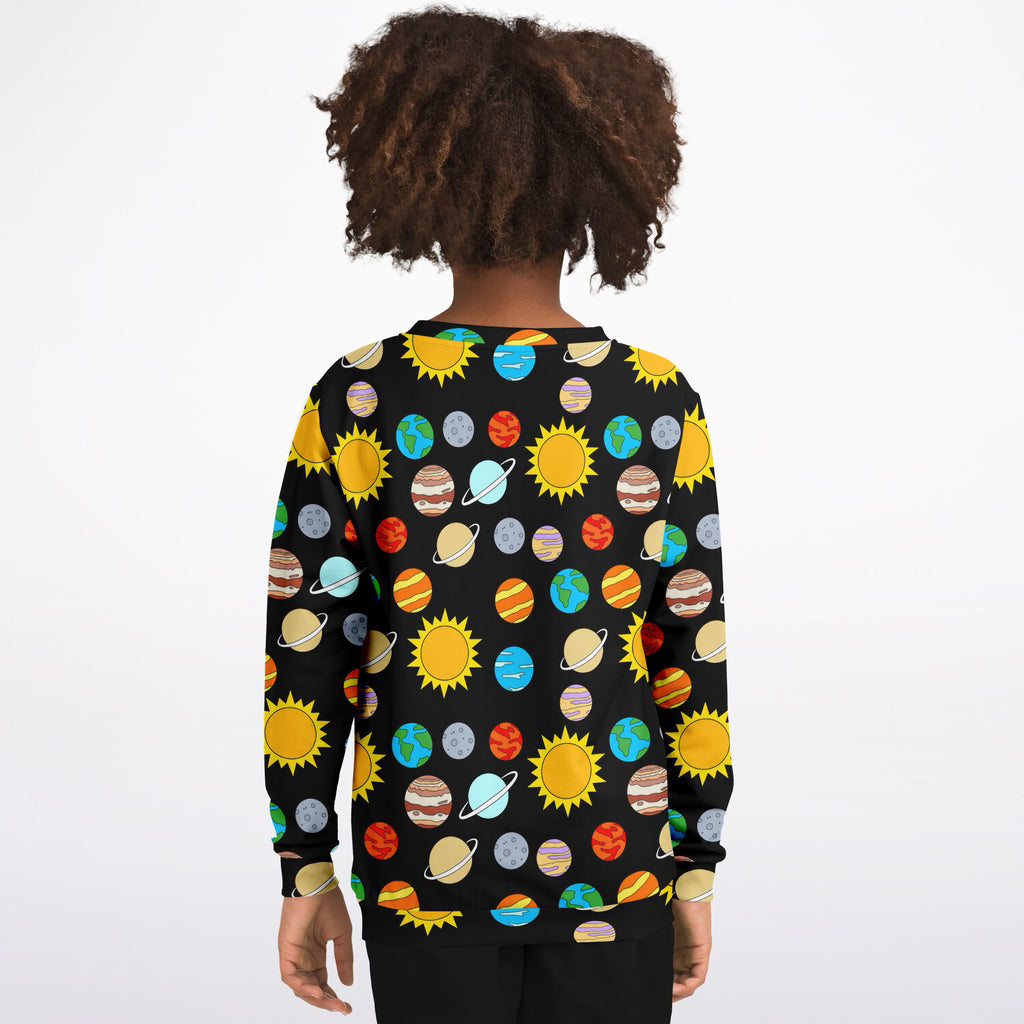 Kids Solar System Sweatshirt – Ultra Soft & Stretchy, Cozy Fleece or Lightweight Sports Fabric Sweatshirt – Ultra Soft & Stretchy, Cozy Fleece or Lightweight Sports Fabric