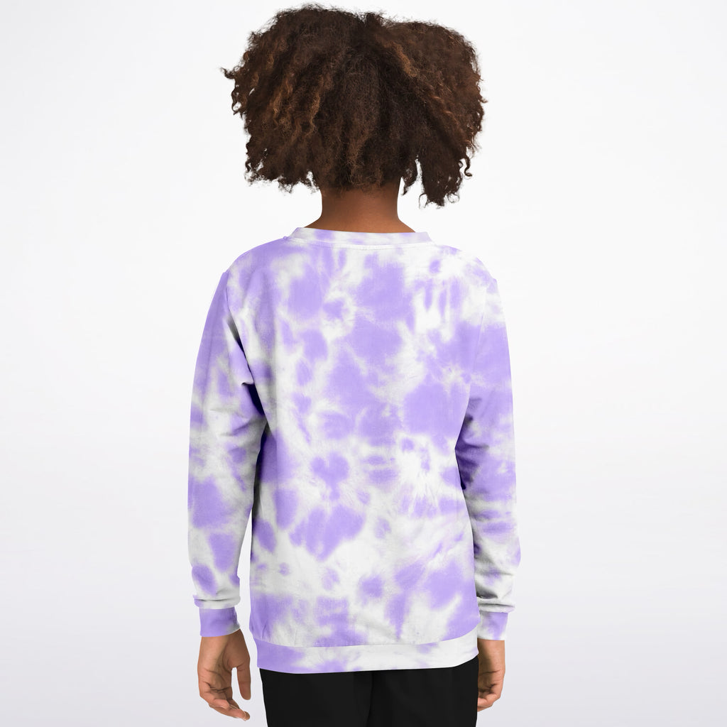 Kids Purple Tie Dye Sweatshirt – Ultra Soft & Stretchy, Cozy Fleece or Lightweight Sports Fabric Sweatshirt – Ultra Soft & Stretchy, Cozy Fleece or Lightweight Sports Fabric