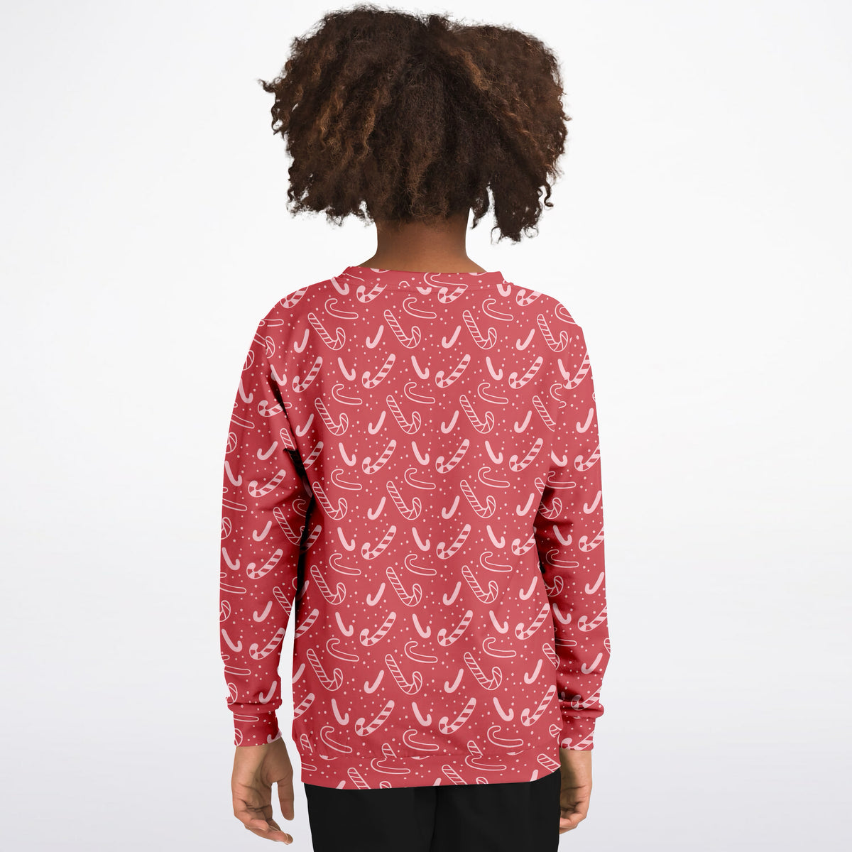 Girls Red Candy Cane Christmas Sweatshirt – Ultra Soft & Stretchy, Cozy Fleece or Lightweight Sports Fabric Sweatshirt – Ultra Soft & Stretchy, Cozy Fleece or Lightweight Sports Fabric