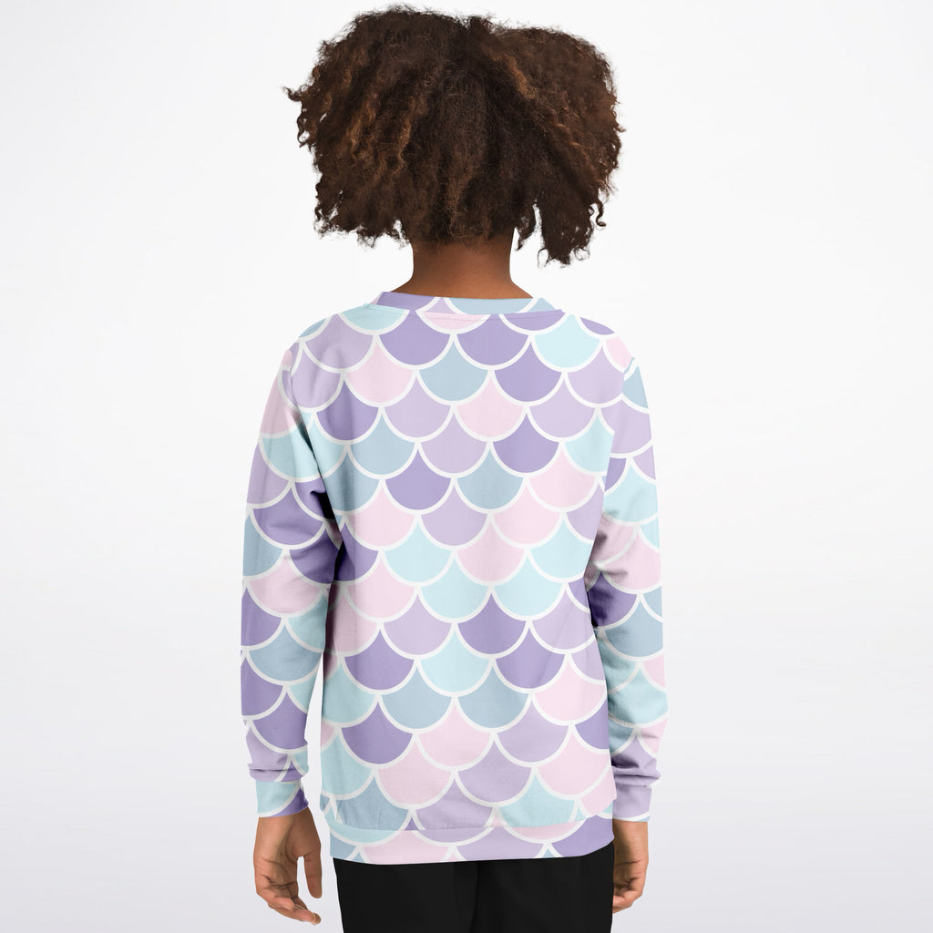 Girls Pastel Purple Mermaid Sweatshirt – Ultra Soft & Stretchy, Cozy Fleece or Lightweight Sports Fabric Sweatshirt – Ultra Soft & Stretchy, Cozy Fleece or Lightweight Sports Fabric