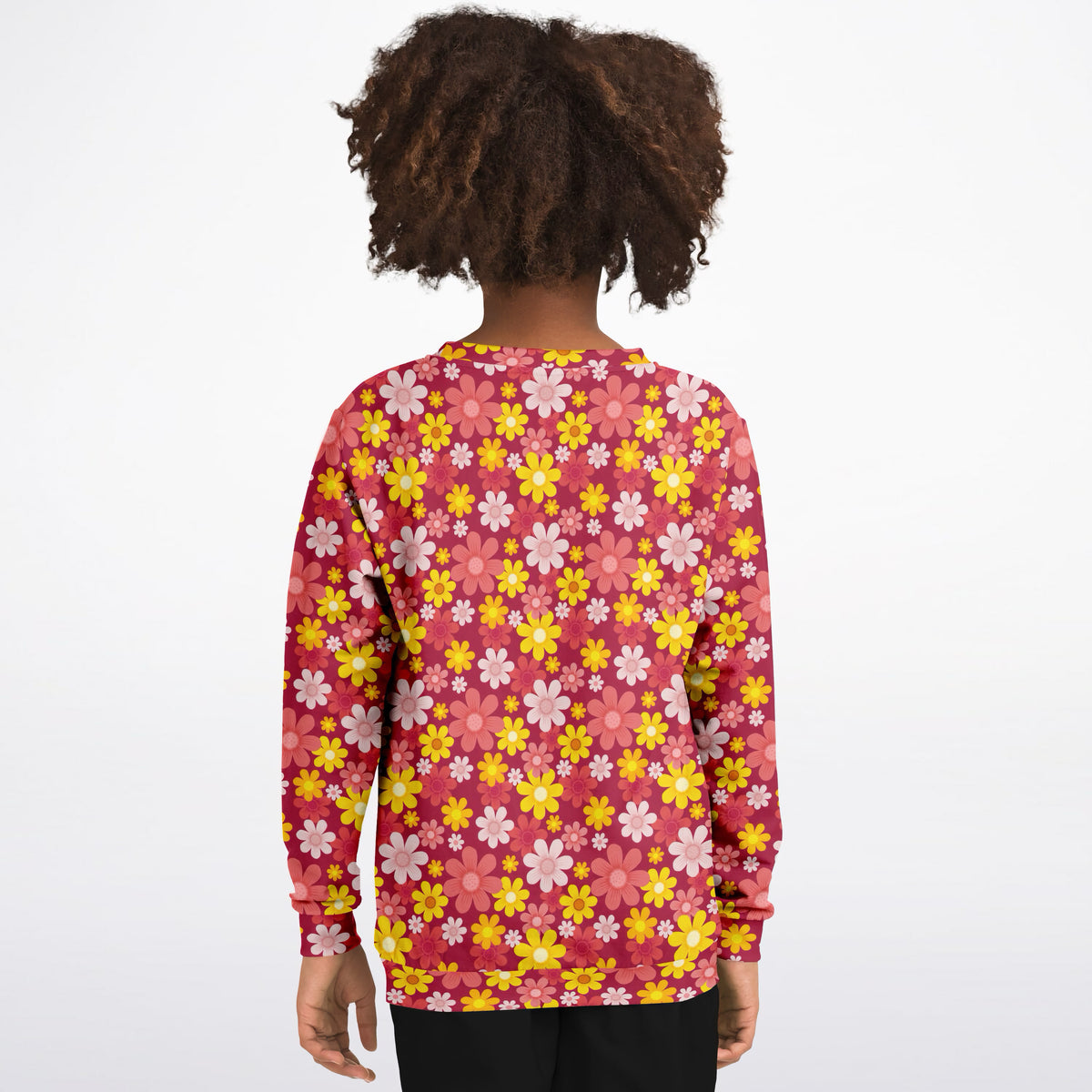 Kids Red Floral Sweatshirt – Ultra Soft & Stretchy, Cozy Fleece or Lightweight Sports Fabric Sweatshirt – Ultra Soft & Stretchy, Cozy Fleece or Lightweight Sports Fabric