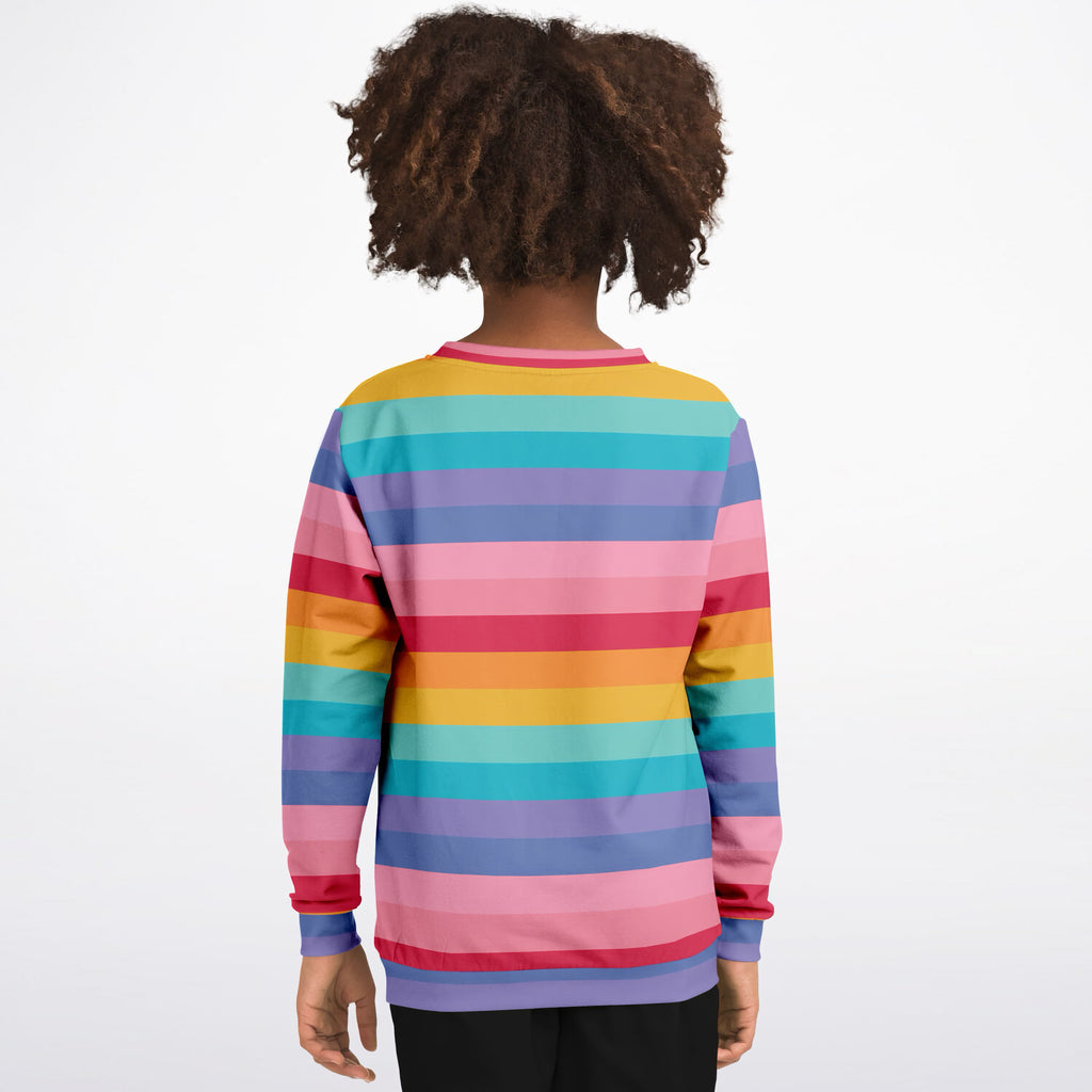 Girls Bright Striped Rainbow Sweatshirt – Ultra Soft & Stretchy, Cozy Fleece or Lightweight Sports Fabric Sweatshirt – Ultra Soft & Stretchy, Cozy Fleece or Lightweight Sports Fabric