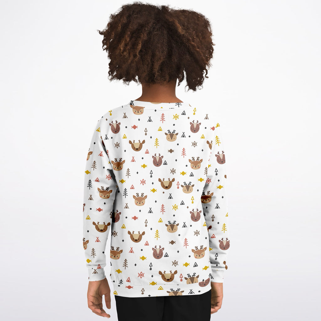 Kids Cute Woodland Reindeer Sweatshirt – Ultra Soft & Stretchy, Cozy Fleece or Lightweight Sports Fabric Sweatshirt – Ultra Soft & Stretchy, Cozy Fleece or Lightweight Sports Fabric