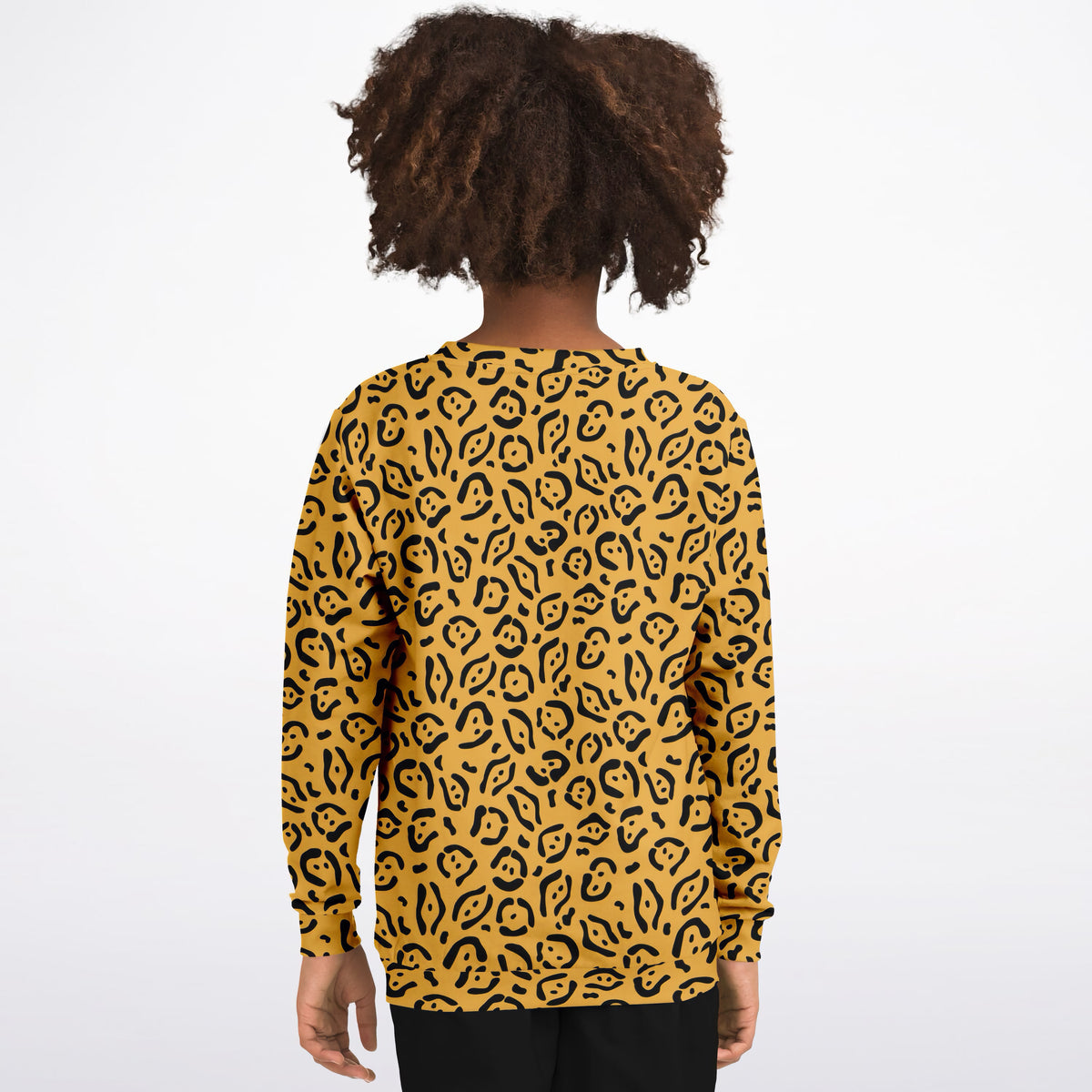 Kids Mustard Yellow Leopard Print Sweatshirt – Ultra Soft & Stretchy, Cozy Fleece or Lightweight Sports Fabric Sweatshirt – Ultra Soft & Stretchy, Cozy Fleece or Lightweight Sports Fabric