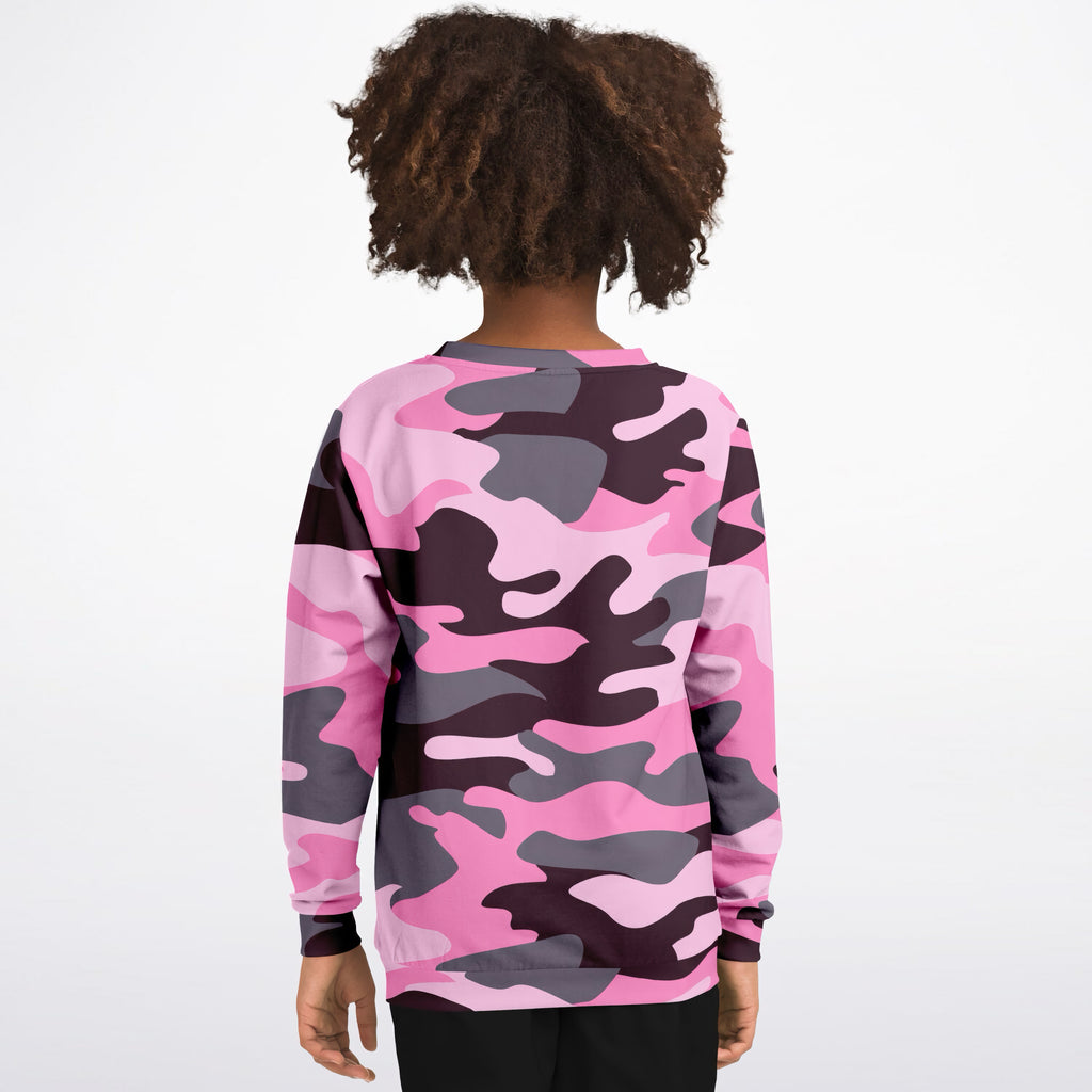 Girls Pink Camouflage Sweatshirt – Ultra Soft & Stretchy, Cozy Fleece or Lightweight Sports Fabric Sweatshirt – Ultra Soft & Stretchy, Cozy Fleece or Lightweight Sports Fabric