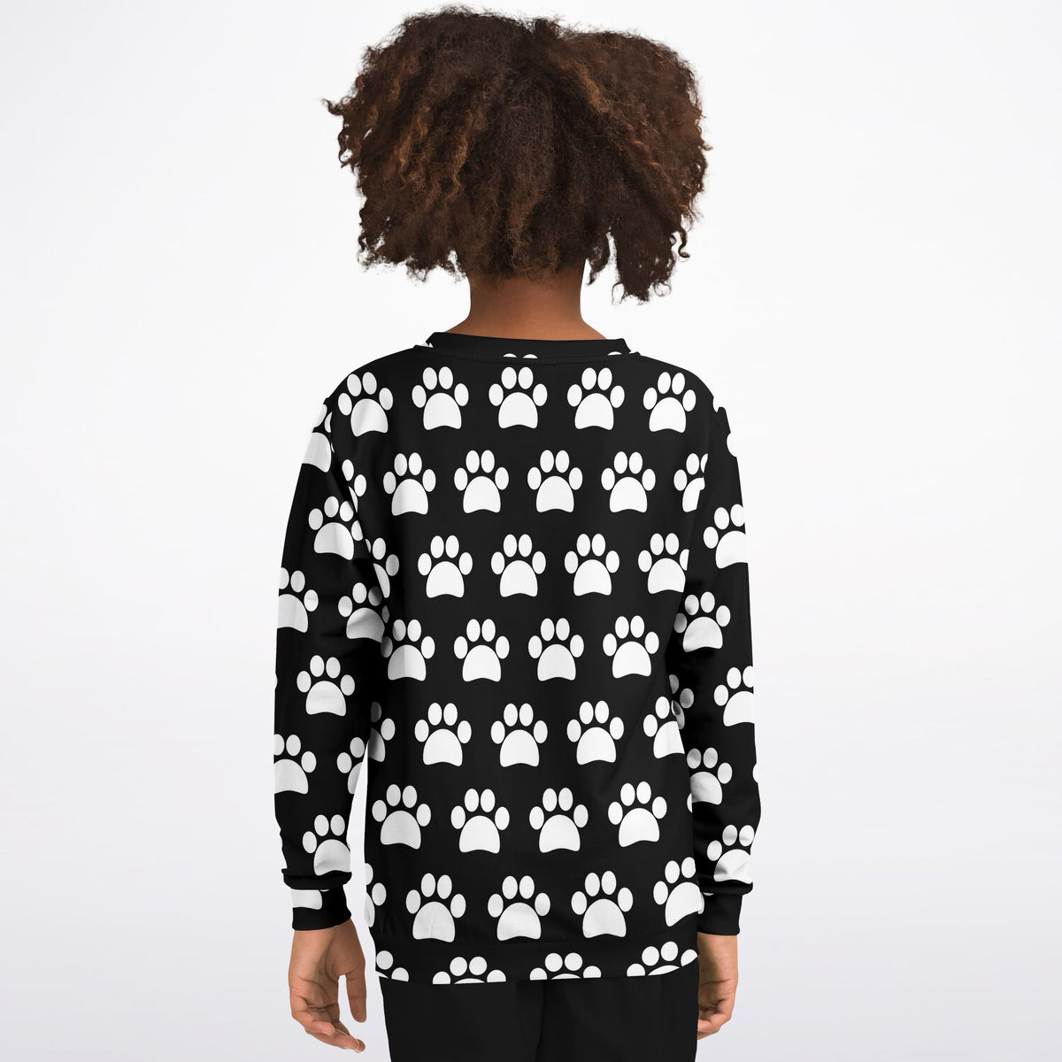 Kids Black Paw Print Sweatshirt – Ultra Soft & Stretchy, Cozy Fleece or Lightweight Sports Fabric Sweatshirt – Ultra Soft & Stretchy, Cozy Fleece or Lightweight Sports Fabric