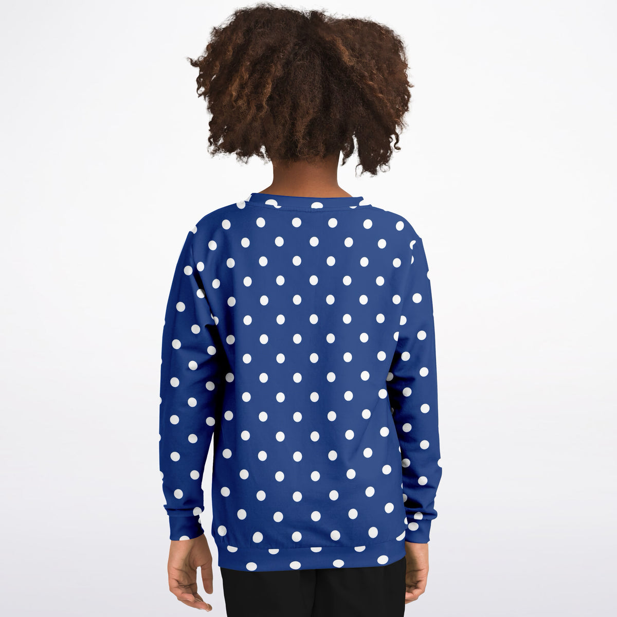 Kids Navy Blue Polka Dot Sweatshirt – Ultra Soft & Stretchy, Cozy Fleece or Lightweight Sports Fabric Sweatshirt – Ultra Soft & Stretchy, Cozy Fleece or Lightweight Sports Fabric