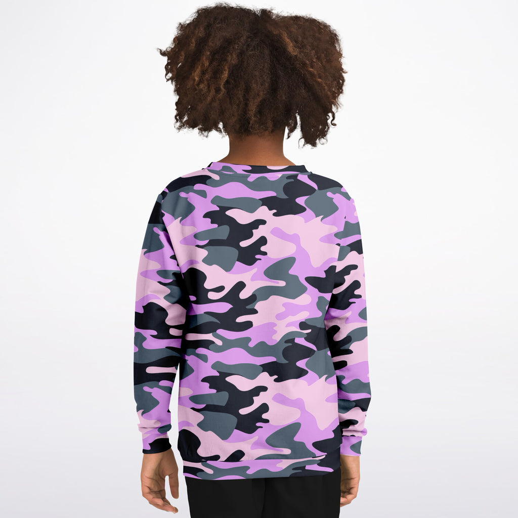 Kids Purple Camouflage Sweatshirt – Ultra Soft & Stretchy, Cozy Fleece or Lightweight Sports Fabric Sweatshirt – Ultra Soft & Stretchy, Cozy Fleece or Lightweight Sports Fabric