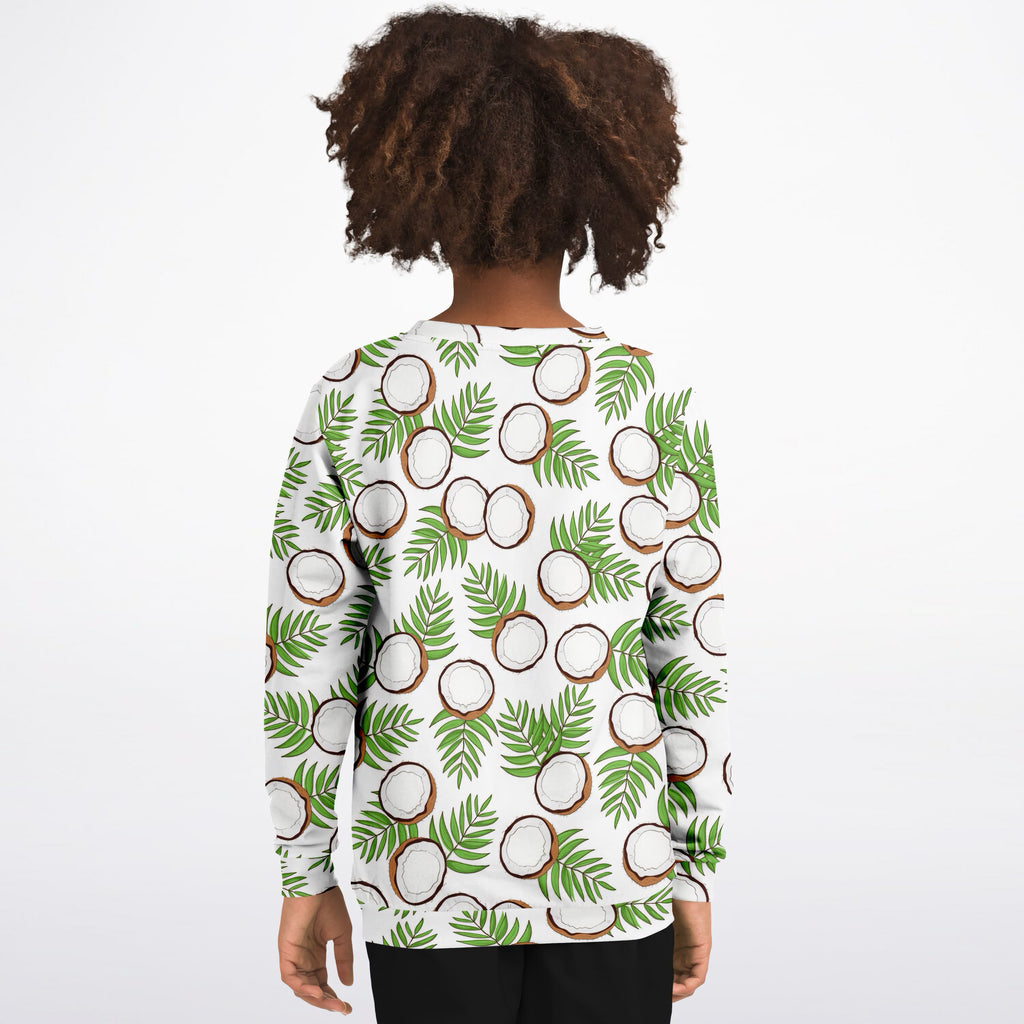 Kids Tropical Coconut Sweatshirt – Ultra Soft & Stretchy, Cozy Fleece or Lightweight Sports Fabric Sweatshirt – Ultra Soft & Stretchy, Cozy Fleece or Lightweight Sports Fabric