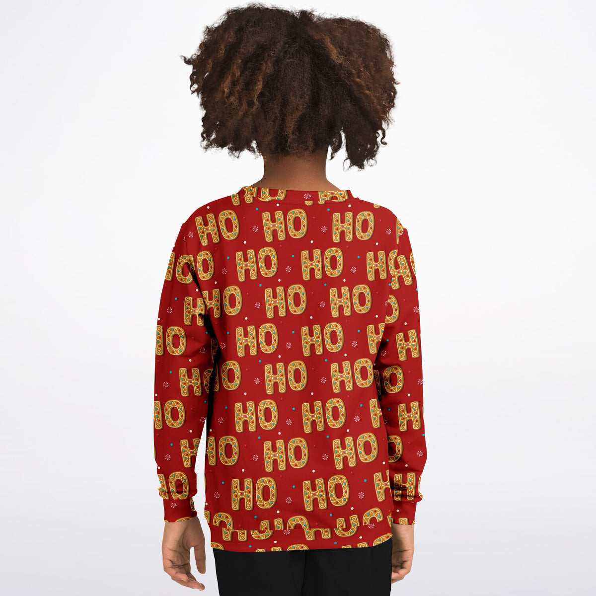 Kids Red Ho Ho Ho Christmas Sweatshirt – Ultra Soft & Stretchy, Cozy Fleece or Lightweight Sports Fabric Sweatshirt – Ultra Soft & Stretchy, Cozy Fleece or Lightweight Sports Fabric