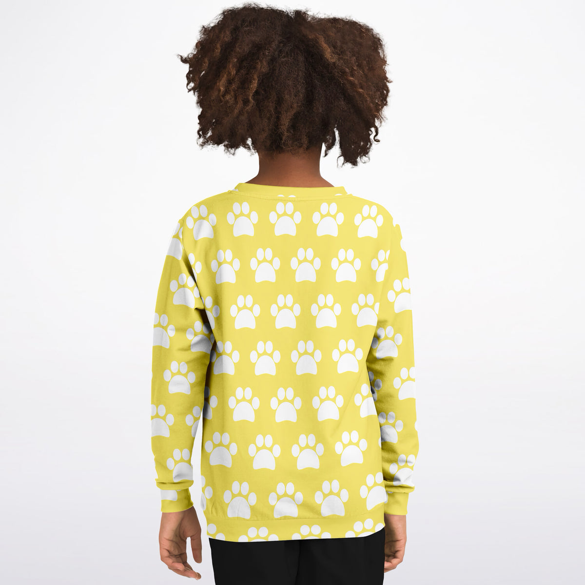 Kids Yellow Paw Print Sweatshirt – Ultra Soft & Stretchy, Cozy Fleece or Lightweight Sports Fabric Sweatshirt – Ultra Soft & Stretchy, Cozy Fleece or Lightweight Sports Fabric