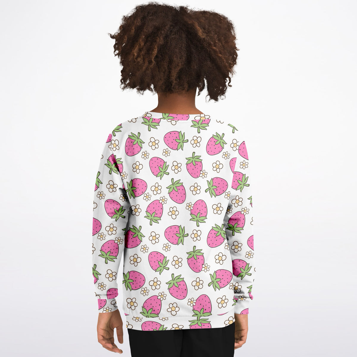 Girls Pink Strawberry Sweatshirt – Ultra Soft & Stretchy, Cozy Fleece or Lightweight Sports Fabric Sweatshirt – Ultra Soft & Stretchy, Cozy Fleece or Lightweight Sports Fabric