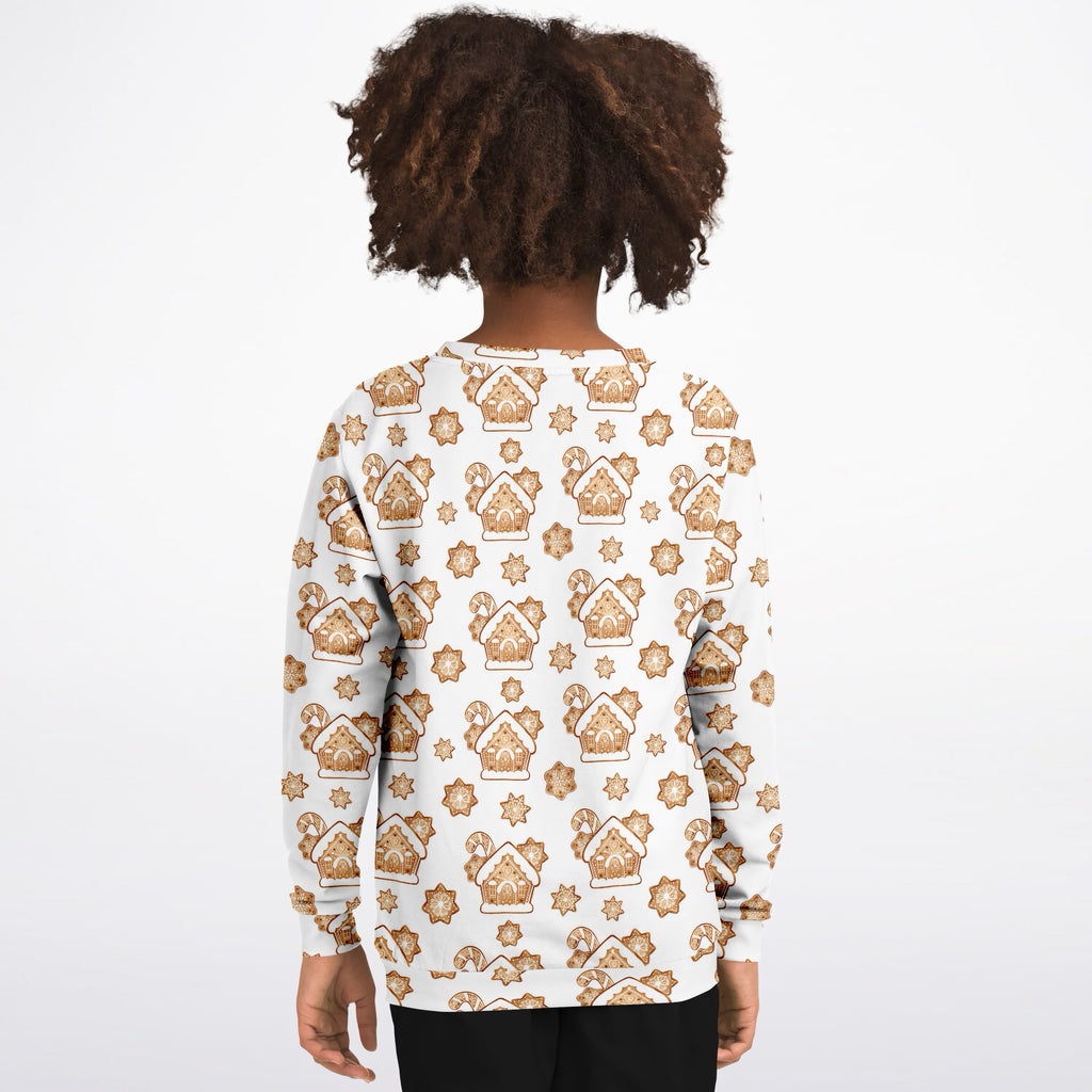 Kids Christmas Gingerbread House Sweatshirt – Ultra Soft & Stretchy, Cozy Fleece or Lightweight Sports Fabric Sweatshirt – Ultra Soft & Stretchy, Cozy Fleece or Lightweight Sports Fabric