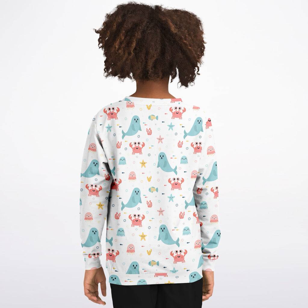 Kids Cute Ocean Animals Sweatshirt – Ultra Soft & Stretchy, Cozy Fleece or Lightweight Sports Fabric Sweatshirt – Ultra Soft & Stretchy, Cozy Fleece or Lightweight Sports Fabric