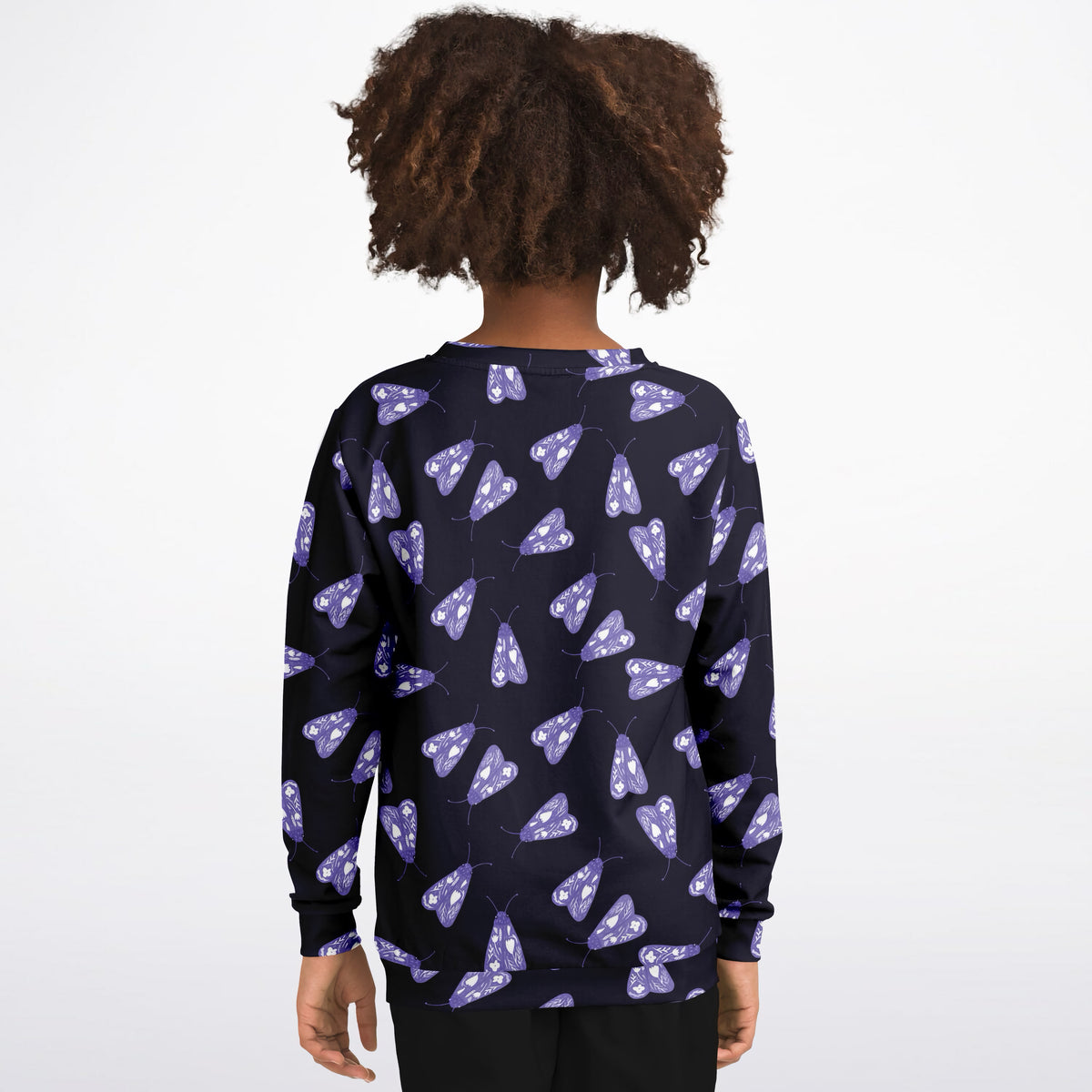 Kids Purple Floral Moth Sweatshirt – Ultra Soft & Stretchy, Cozy Fleece or Lightweight Sports Fabric Sweatshirt – Ultra Soft & Stretchy, Cozy Fleece or Lightweight Sports Fabric